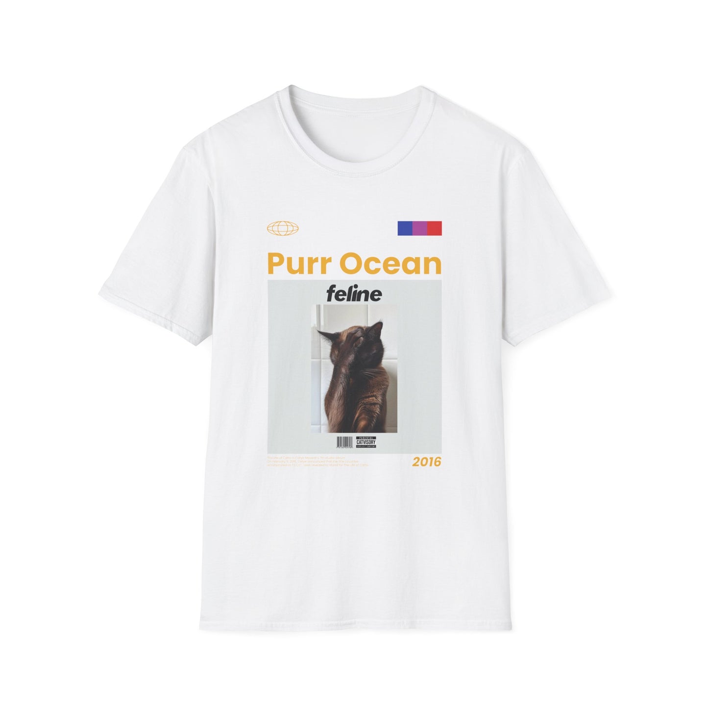 Music- Ocean Purr Cat T-Shirt White Printify T-Shirt Rhythm & Drip Apparel