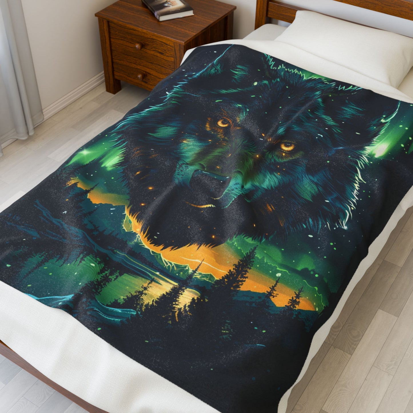 Wolf- Majestic Wolf Velveteen Plush Blanket | Cozy Home Decor, Perfect Gift for Animal Lovers, Camping, or Winter Printify All Over Prints Rhythm & Drip Apparel