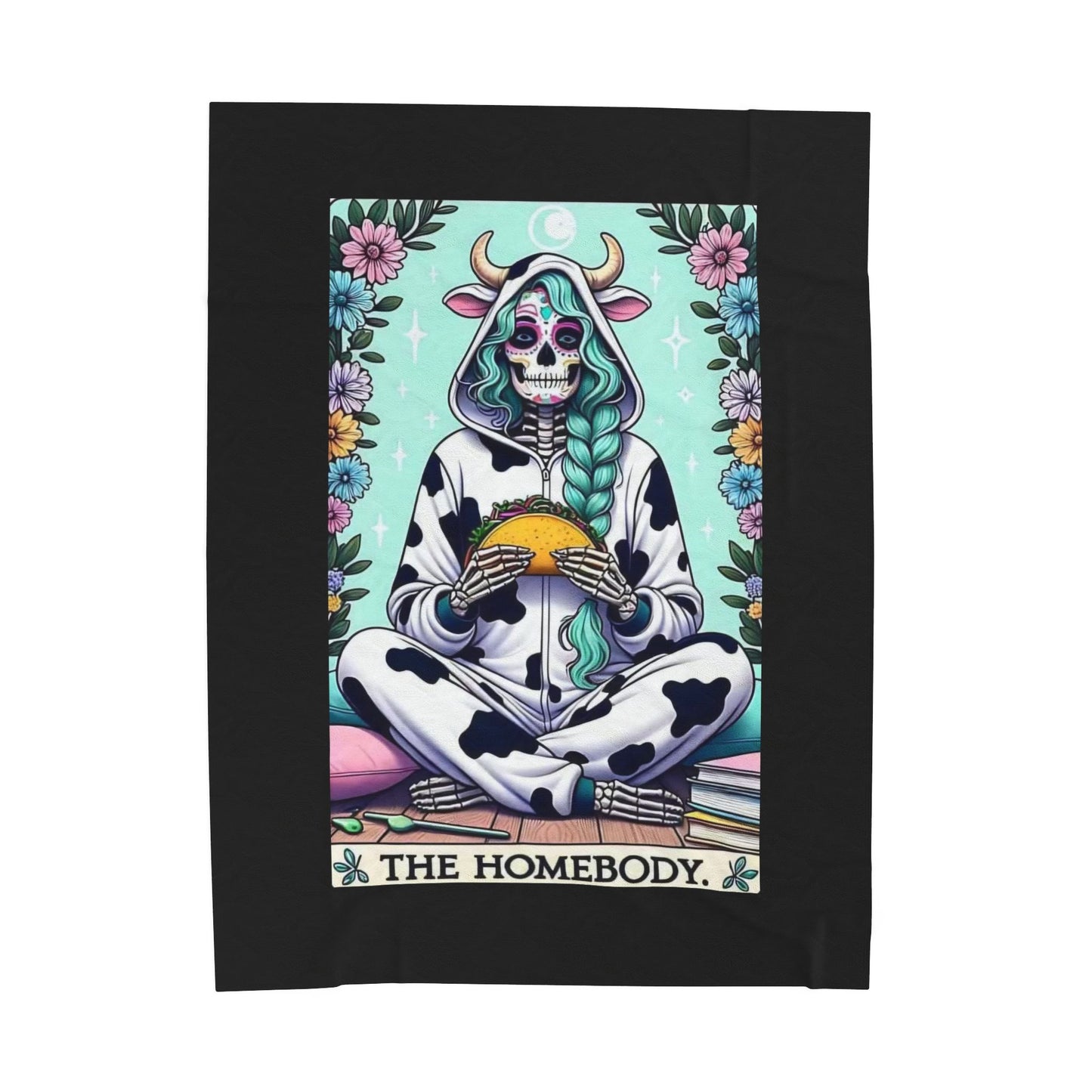 Tarot- Homebody Velveteen Plush Blanket, Soft Throw for Home Decor, Gift for Cow Lovers, Perfect for Cozy Nights, Unique Wall Art 60" × 80" Printify All Over Prints Rhythm & Drip Apparel