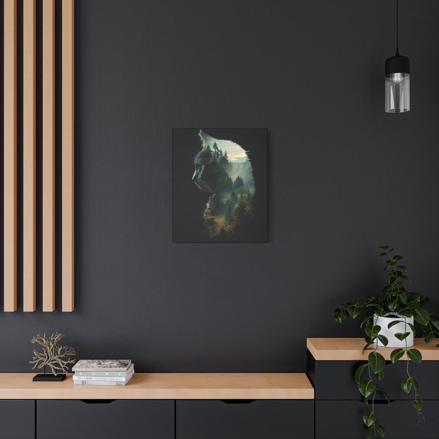 Cat- Forest Matte Canvas Wall Art | Feline Home Decor, Gift for Cat Lovers, Nature Art Print, Unique Wall Decor, Cat-Themed Gift Rhythm & Drip Canvas Rhythm & Drip Apparel