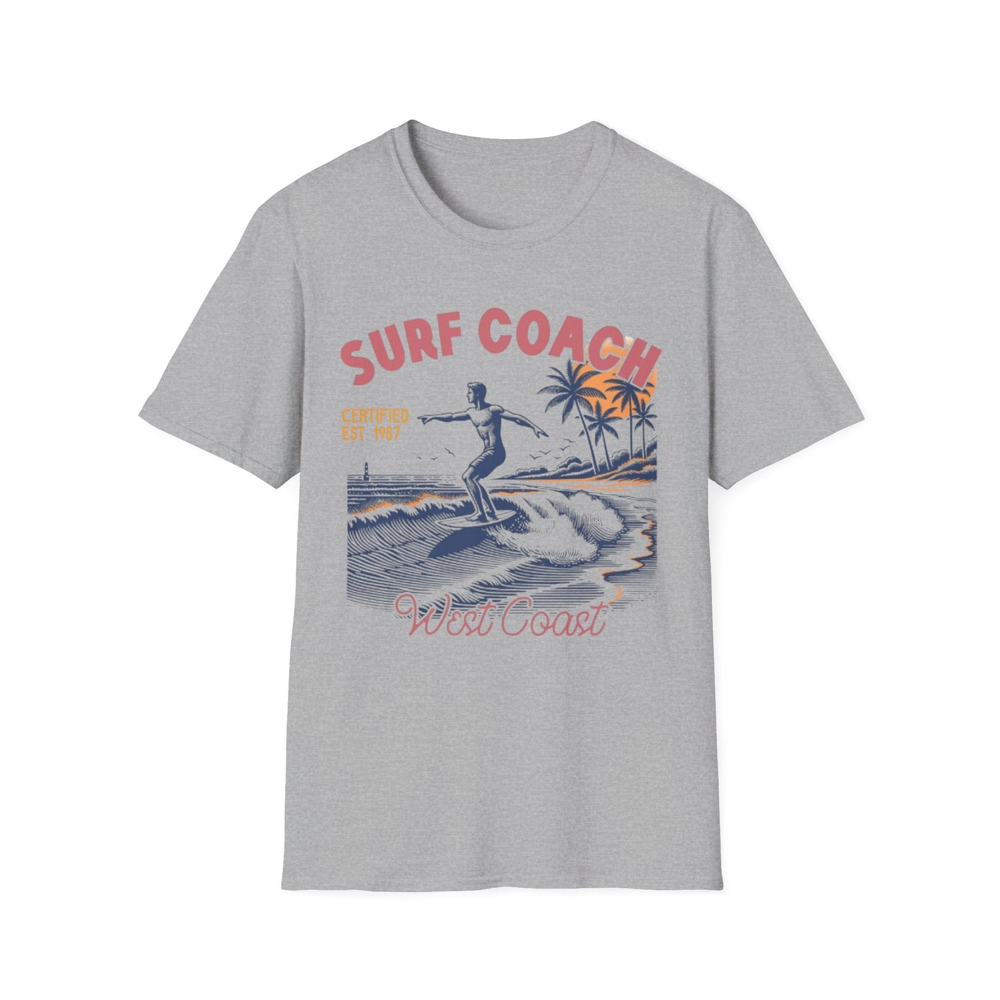 Summer- Surf Coach Vintage T-Shirt Sport Grey Printify T-Shirt Rhythm & Drip Apparel