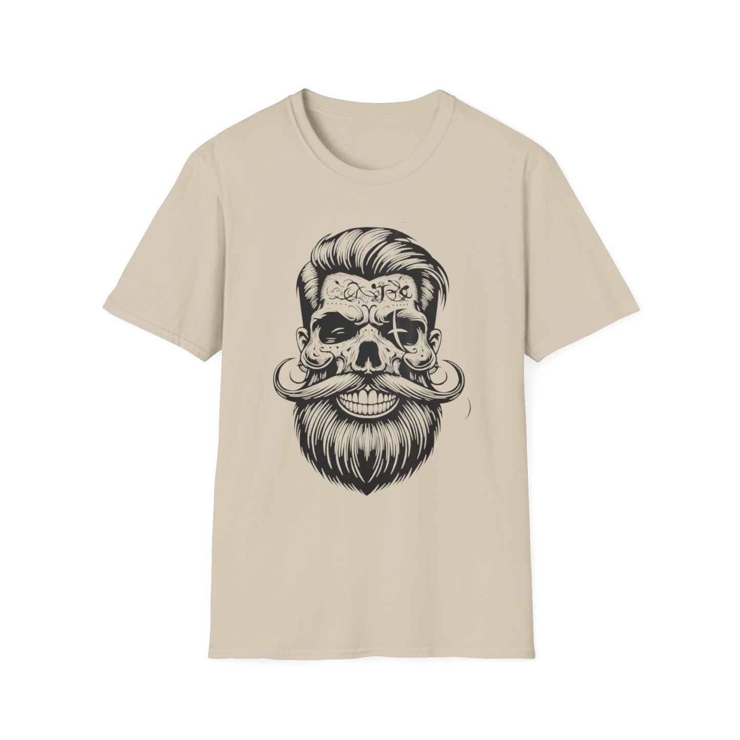 Stylish Skull Beard T-Shirt Sand Printify T-Shirt Rhythm & Drip Apparel