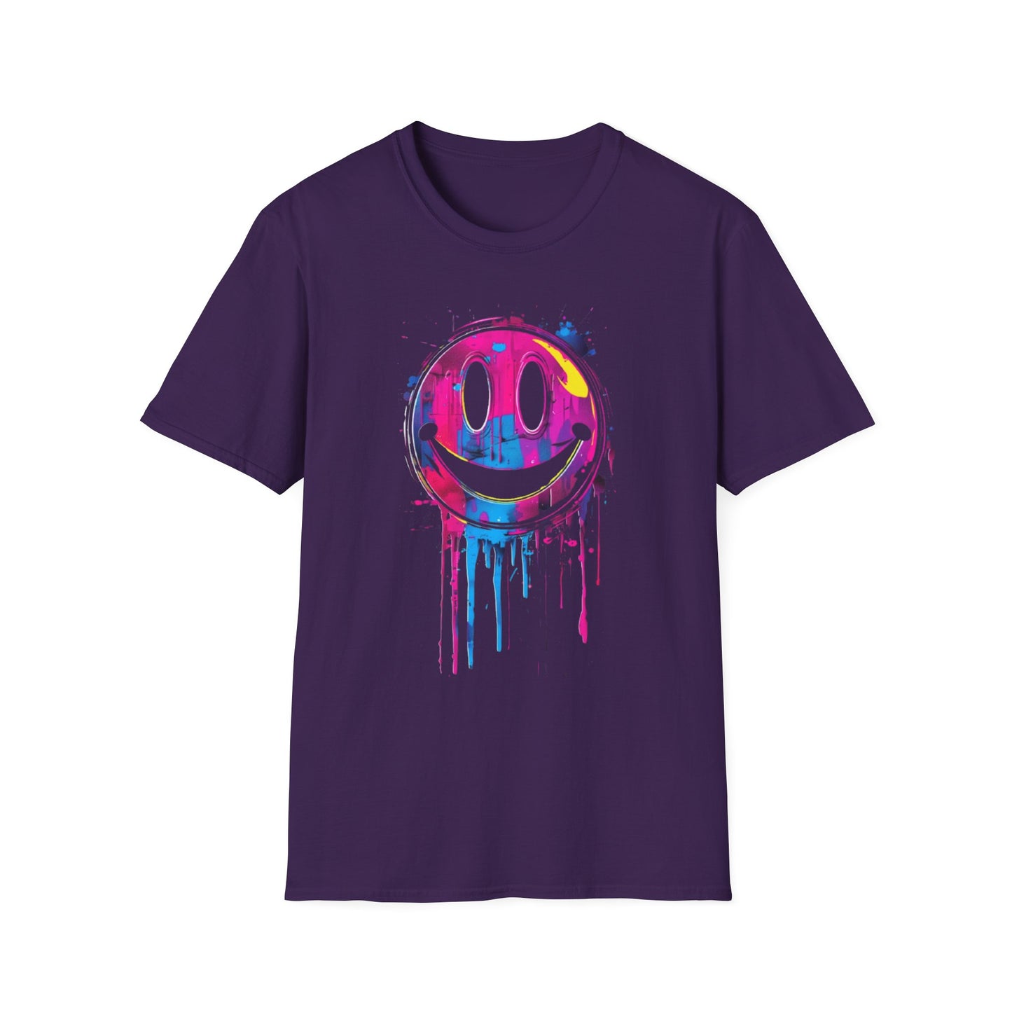 Vibrant Smiley Face Unisex T-Shirt Purple Printify T-Shirt Rhythm & Drip Apparel