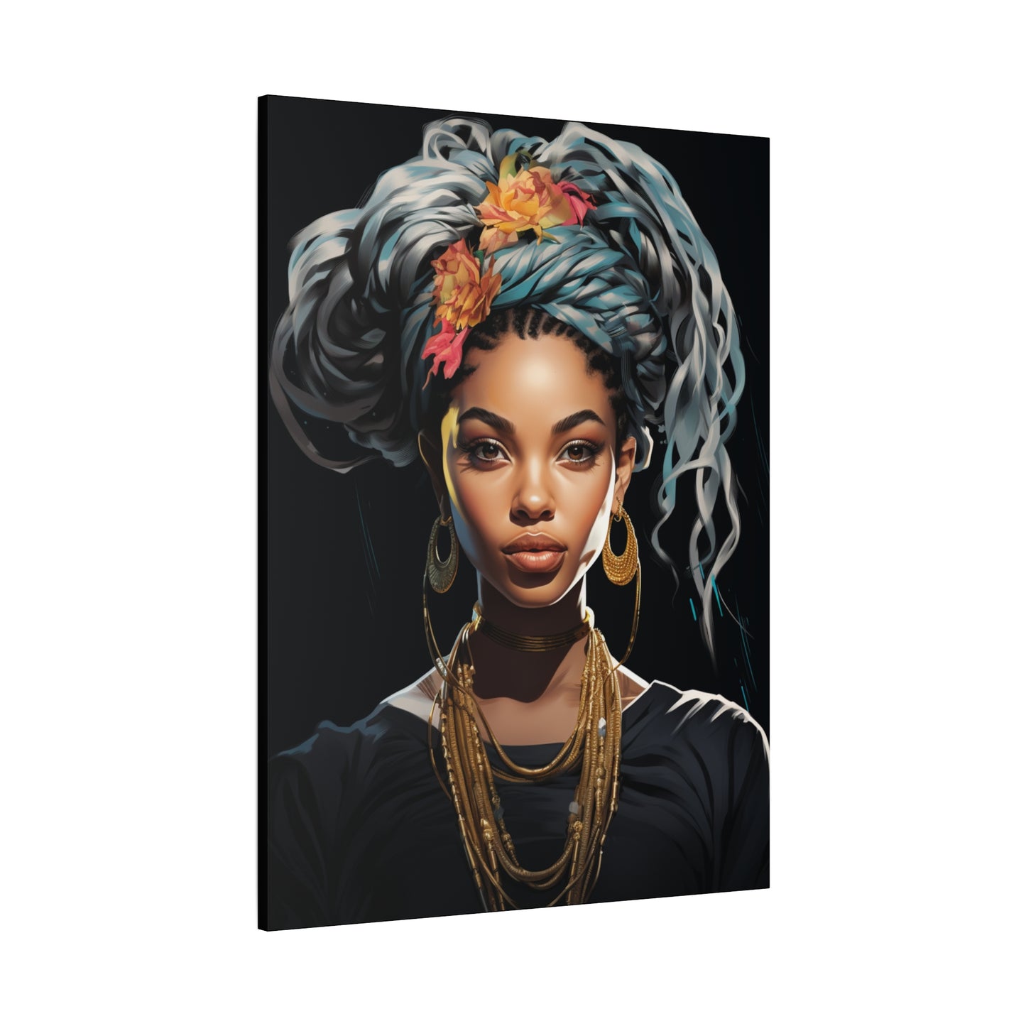 Woman- Bold Afro Woman Canvas Art, Black Art Print, Floral Wall Decor, Modern Home Decor, African American Artwork Rhythm & Drip Canvas Rhythm & Drip Apparel