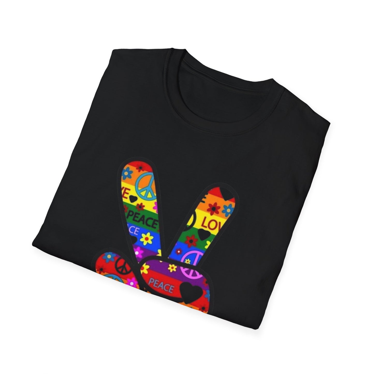 Colorful Peace and Love T-Shirt Printify T-Shirt Rhythm & Drip Apparel
