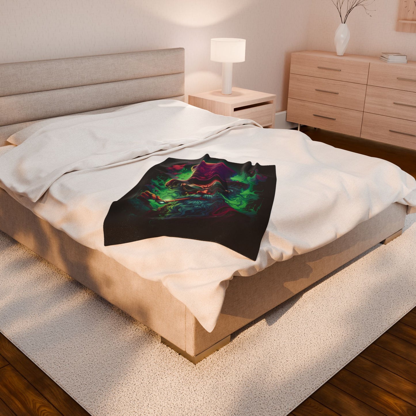 Wizard- Whimsical Wizard Plush Blanket - Cozy Home Decor, Gift for Sci-Fi Fans, Magical Themed Room, Art Lovers' Throw, Perfect for all Occasions Rhythm & Drip All Over Prints Rhythm & Drip Apparel