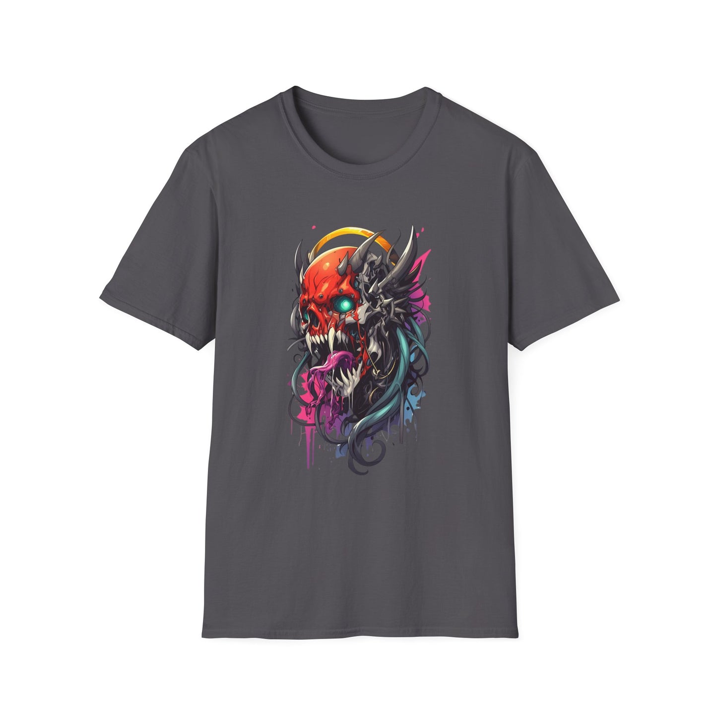 Vibrant Skull Graphic Tee Charcoal Printify T-Shirt Rhythm & Drip Apparel