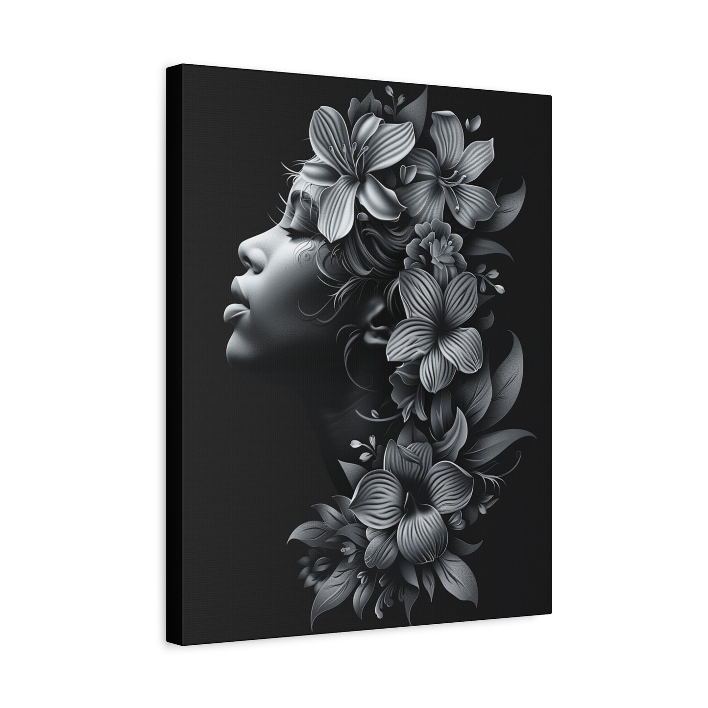 Woman- Bold Afro Woman Canvas Art, Black Art Print, Floral Wall Decor, Modern Home Decor, African American Artwork Printify Canvas Rhythm & Drip Apparel