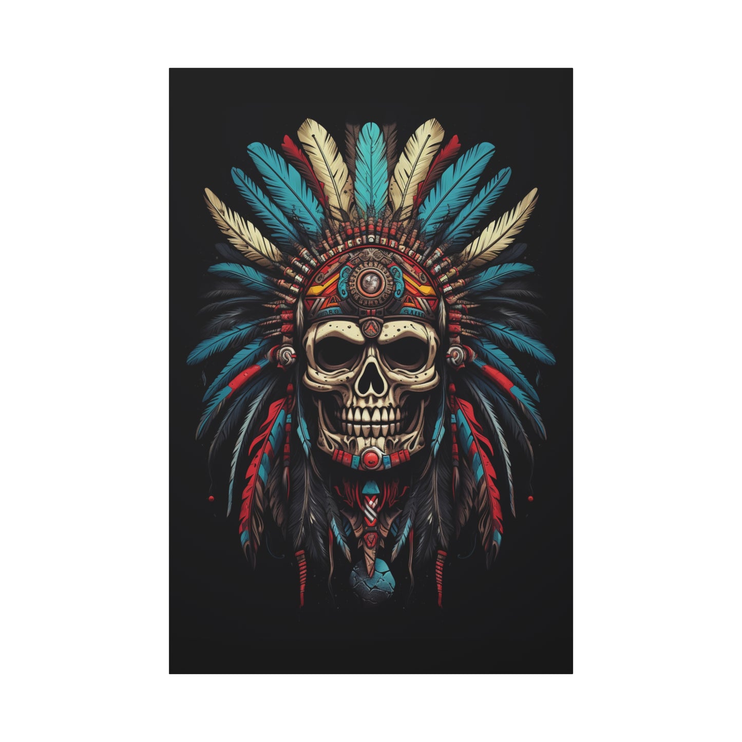 Skull- Bohemian Skull Canvas Art Print, Stretched Wall Decor, Unique Skull Artwork, Home Office Decoration, Ideal Gift for Art Lovers 40" x 60" (Vertical) 1.25" Rhythm & Drip Canvas Rhythm & Drip Apparel