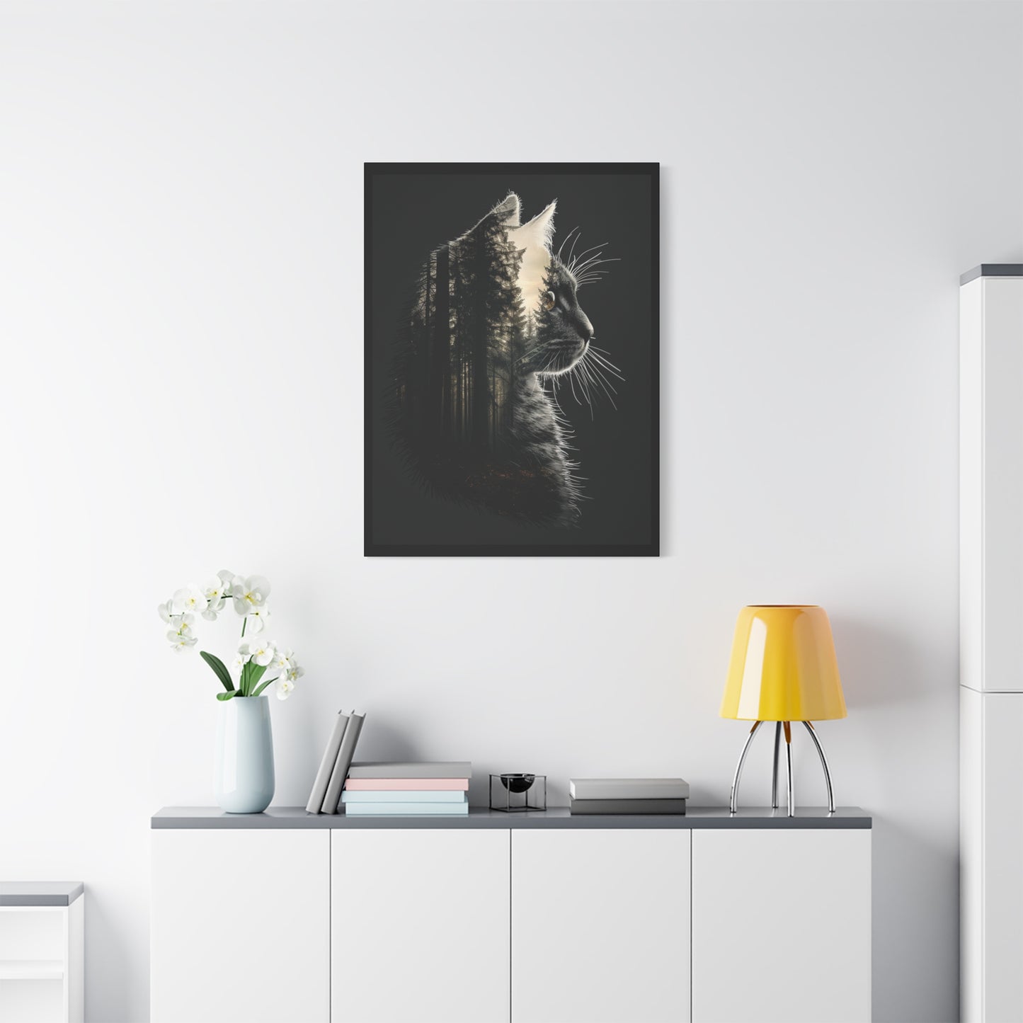 Cat- Black Cat Forest Canvas Art, Cat Lover Decor, Unique Wall Artwork, Modern Home Decoration, Gift for Animal Lovers, Nature-Inspired Art Rhythm & Drip Canvas Rhythm & Drip Apparel