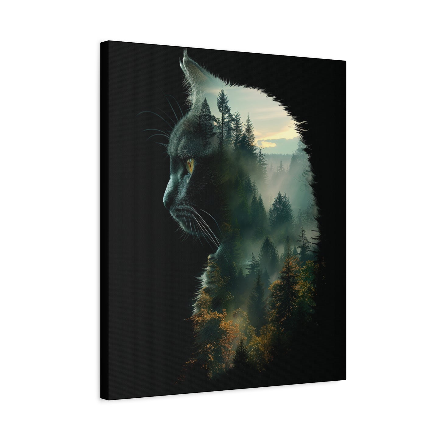 Cat- Forest Matte Canvas Wall Art | Feline Home Decor, Gift for Cat Lovers, Nature Art Print, Unique Wall Decor, Cat-Themed Gift Rhythm & Drip Canvas Rhythm & Drip Apparel