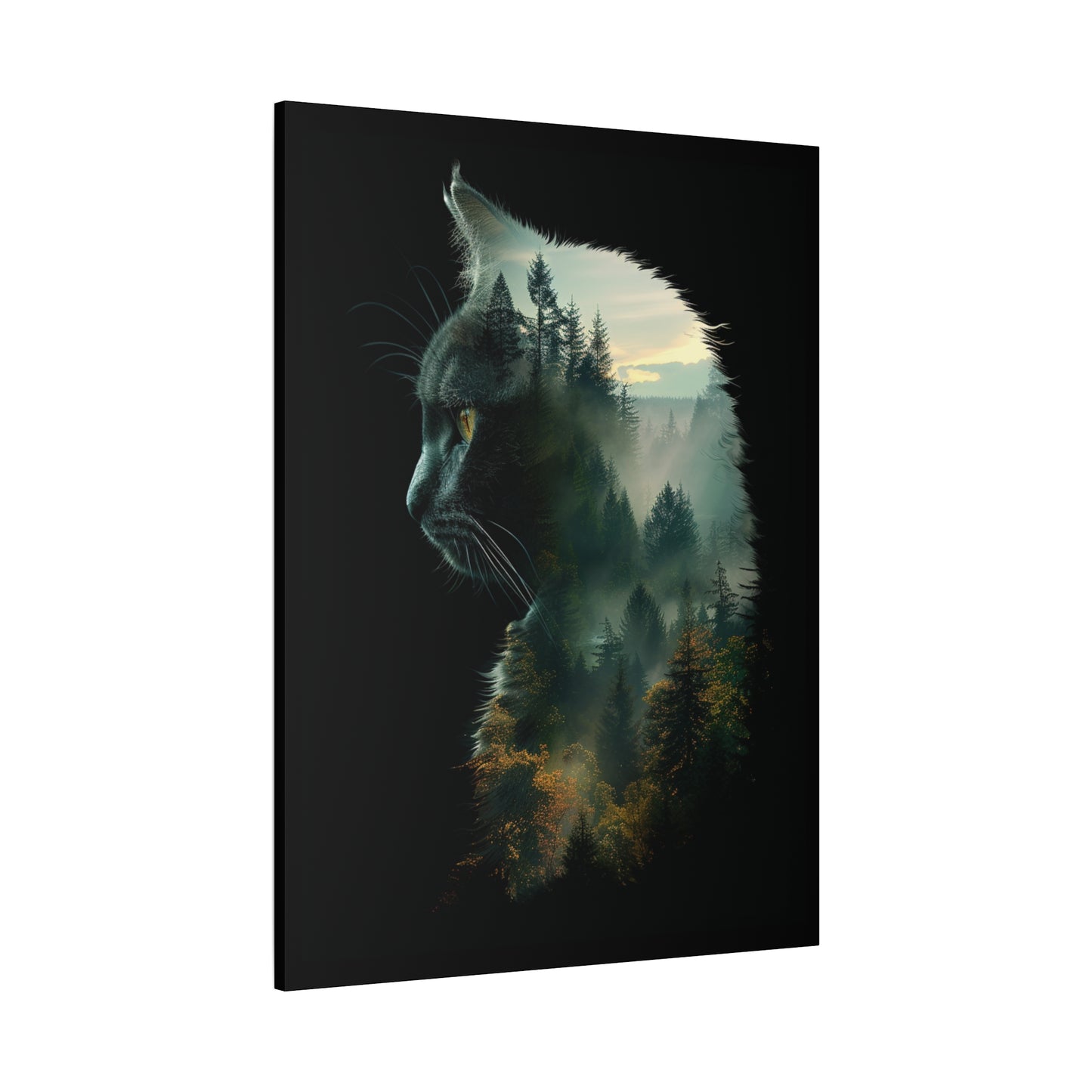 Cat- Forest Matte Canvas Wall Art | Feline Home Decor, Gift for Cat Lovers, Nature Art Print, Unique Wall Decor, Cat-Themed Gift Rhythm & Drip Canvas Rhythm & Drip Apparel