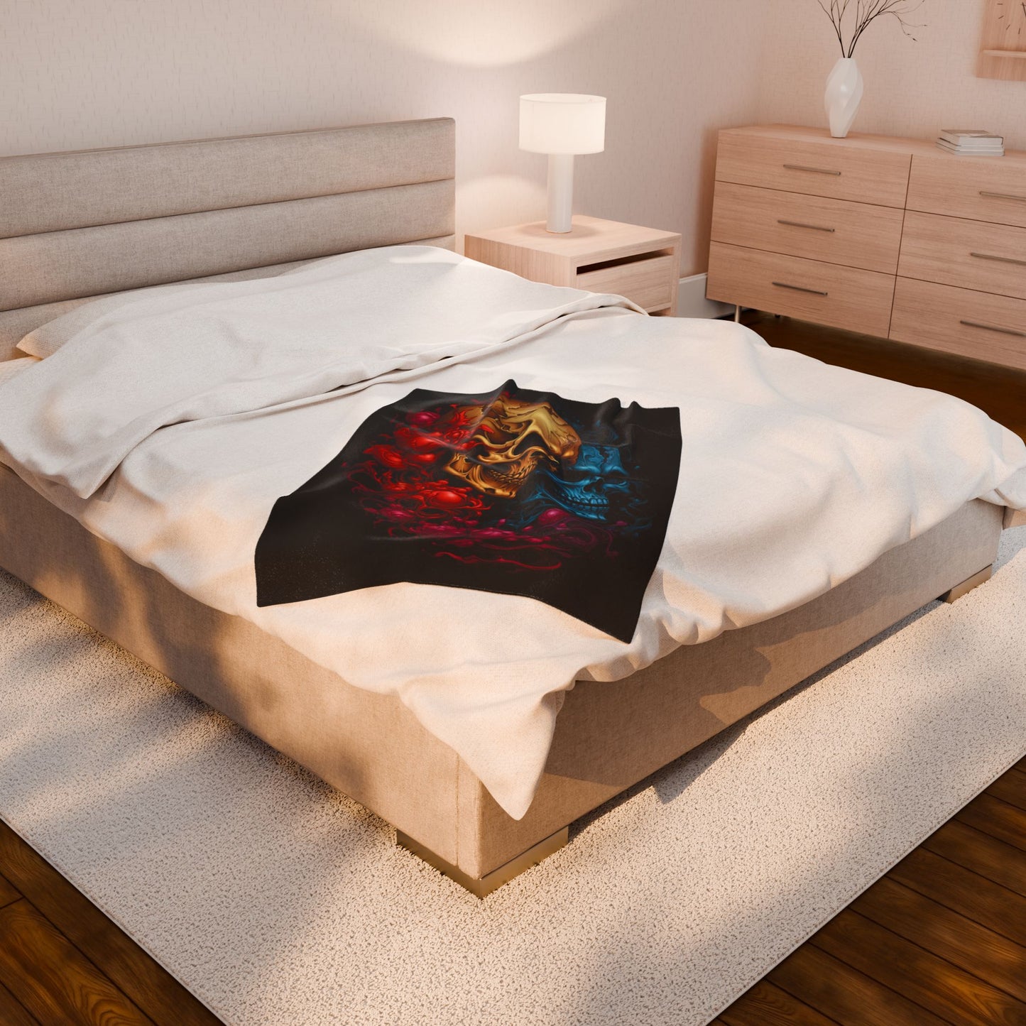 Skull- Gothic Skull Plush Blanket | Cozy Decor for Halloween, Gothic Home, Gifts, Wall Art, Throws Rhythm & Drip All Over Prints Rhythm & Drip Apparel