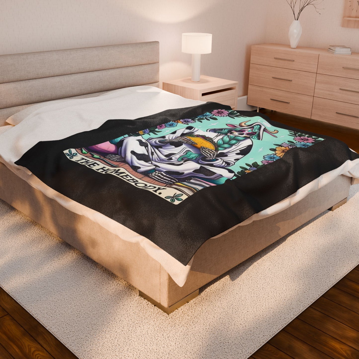 Tarot- Homebody Velveteen Plush Blanket, Soft Throw for Home Decor, Gift for Cow Lovers, Perfect for Cozy Nights, Unique Wall Art Printify All Over Prints Rhythm & Drip Apparel