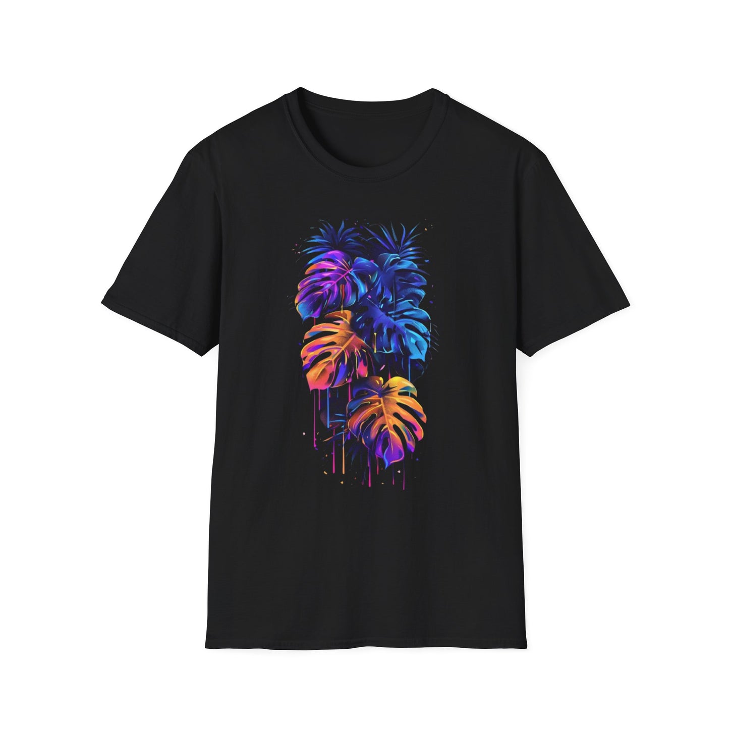 Vibrant Tropical Leaf T-Shirt Black Printify T-Shirt Rhythm & Drip Apparel