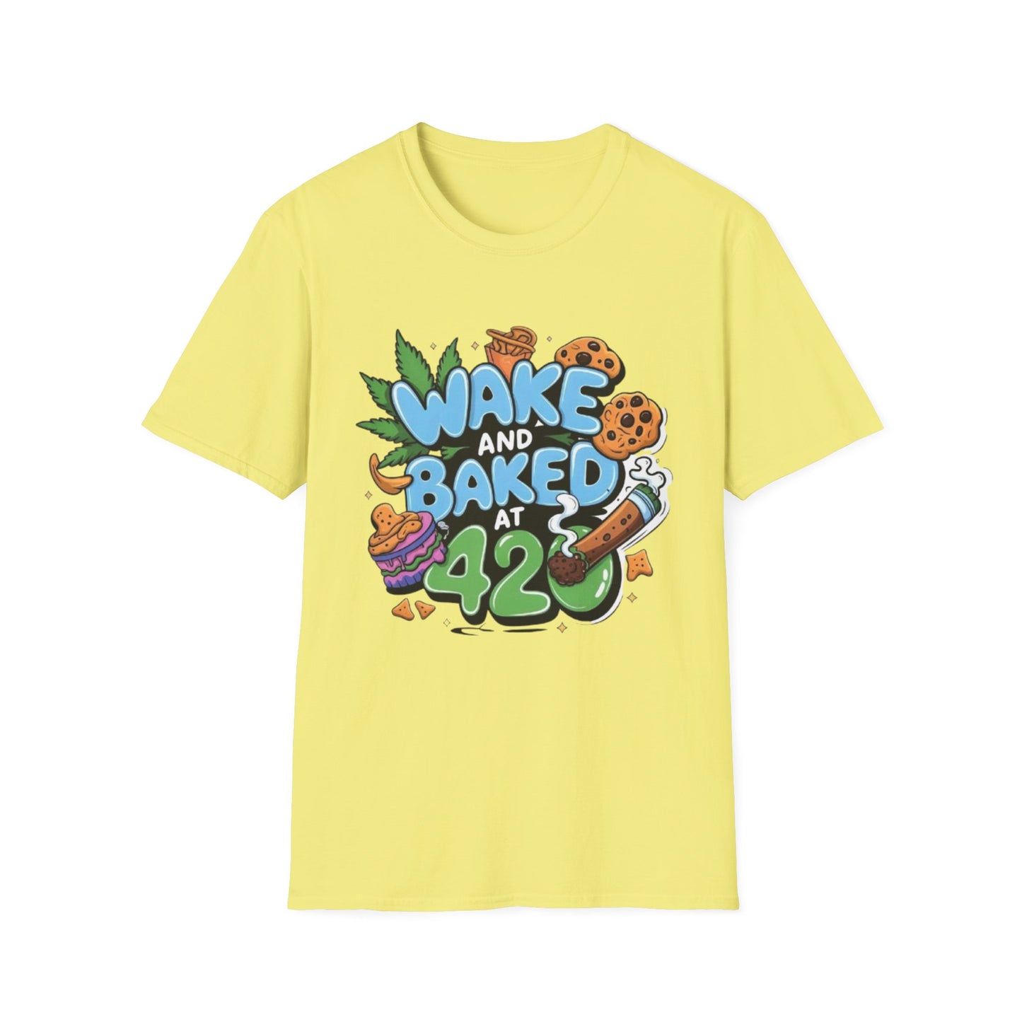 Wake and Baked at 420 Cornsilk Printify T-Shirt Rhythm & Drip Apparel