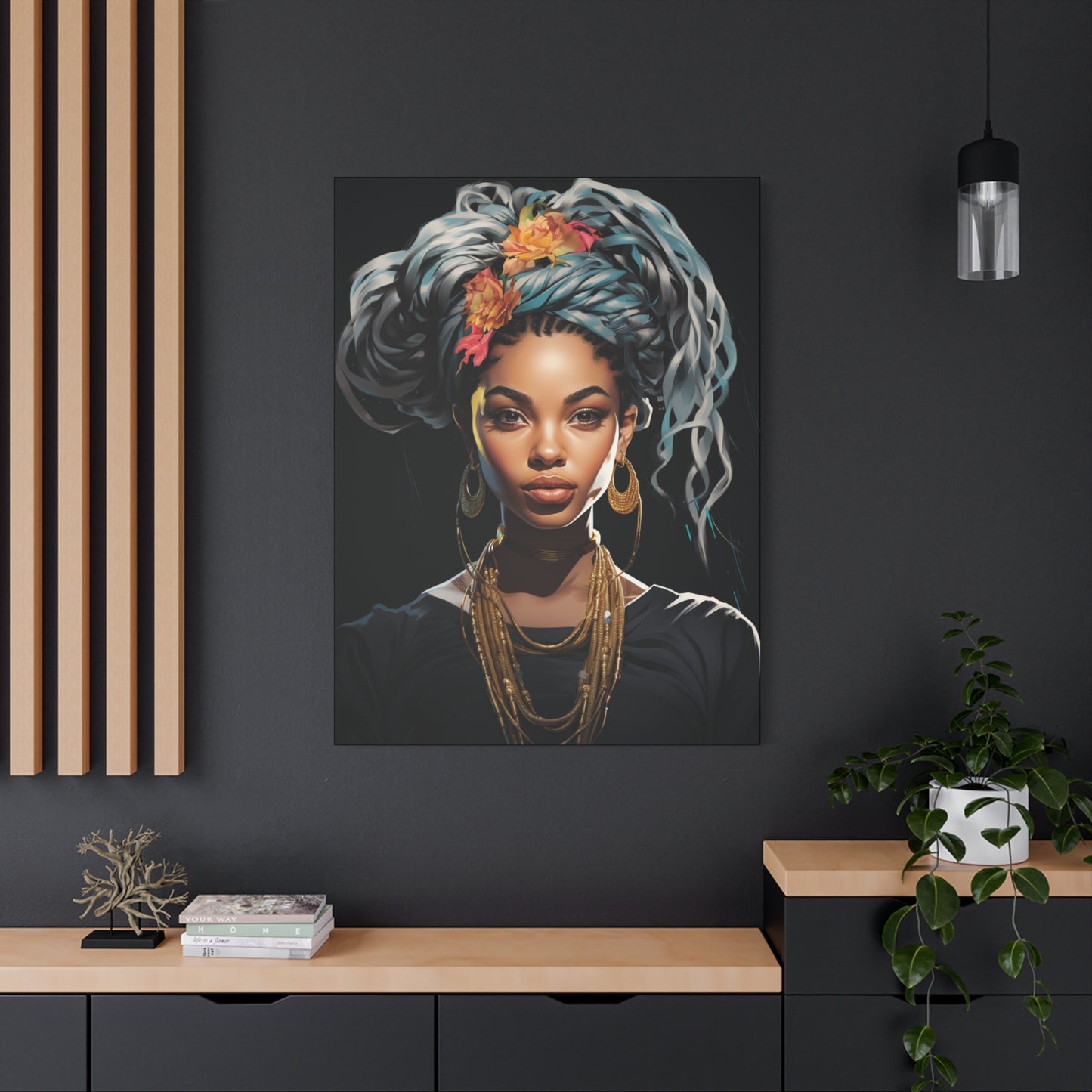 Woman- Bold Afro Woman Canvas Art, Black Art Print, Floral Wall Decor, Modern Home Decor, African American Artwork Rhythm & Drip Canvas Rhythm & Drip Apparel