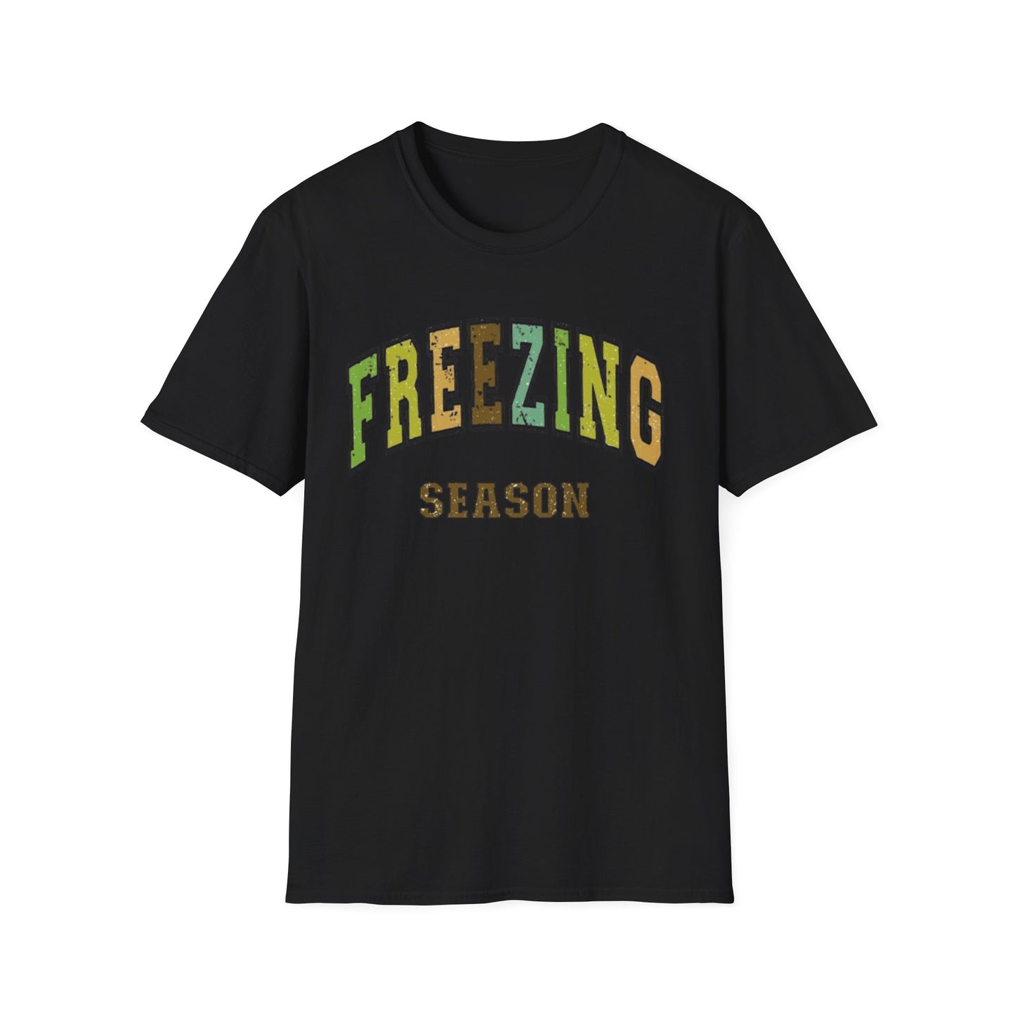 Winter- Freezing Season T-Shirt Black Printify T-Shirt Rhythm & Drip Apparel