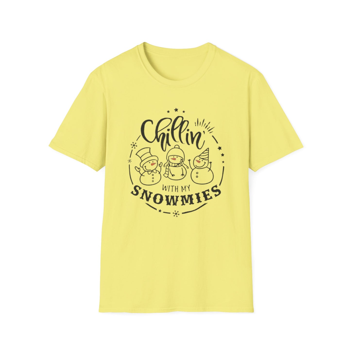Winter- Chillin' with My Snowmies T-Shirt Cornsilk Printify T-Shirt Rhythm & Drip Apparel