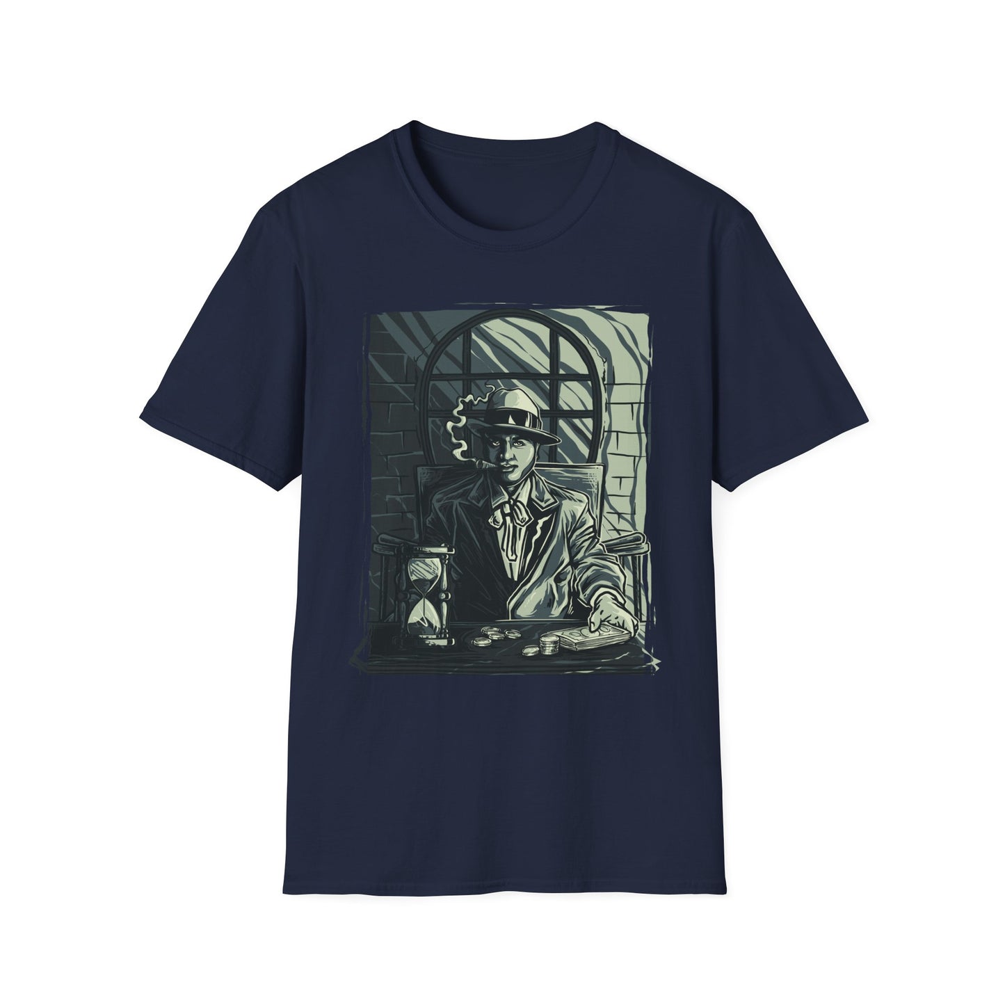 Vintage-Inspired Gangster T-Shirt Navy Printify T-Shirt Rhythm & Drip Apparel