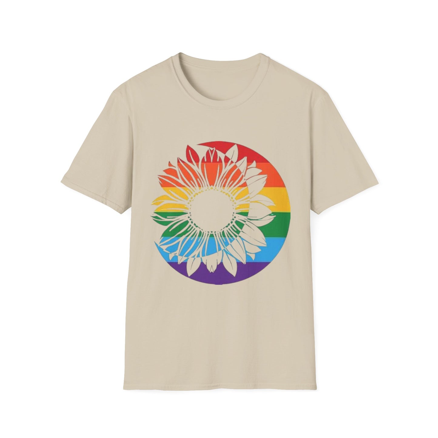 Vibrant Sunflower LGBTQ+ Unisex T-Shirt Sand Printify T-Shirt Rhythm & Drip Apparel