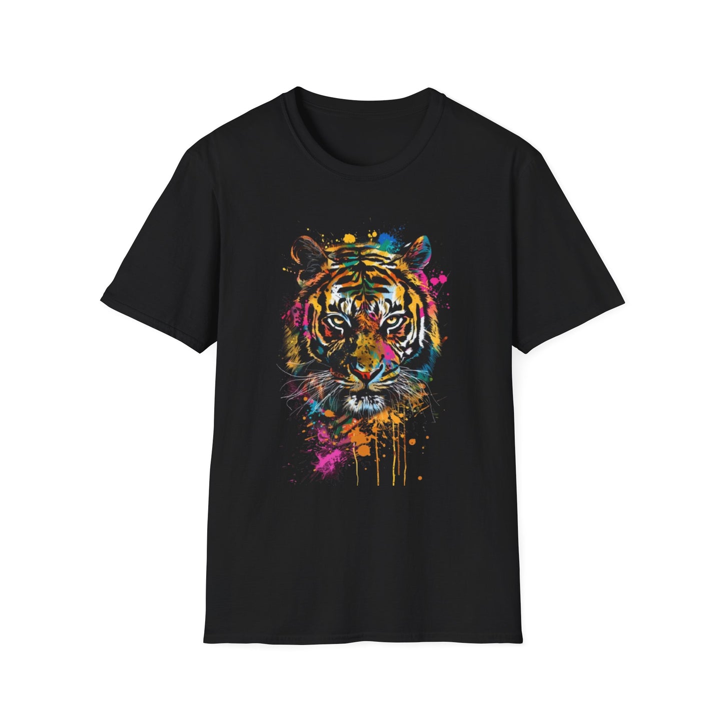 Colorful Tiger Graphic Tee Black Printify T-Shirt Rhythm & Drip Apparel