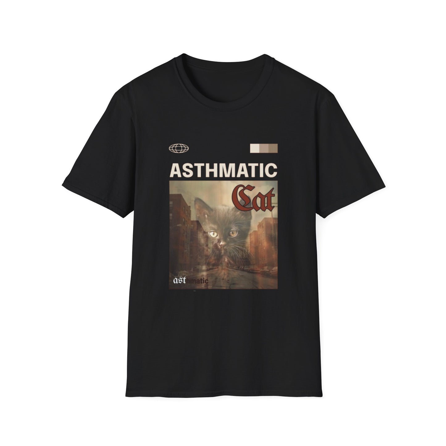 Music- Asthmatic Cat T-Shirt Black Printify T-Shirt Rhythm & Drip Apparel
