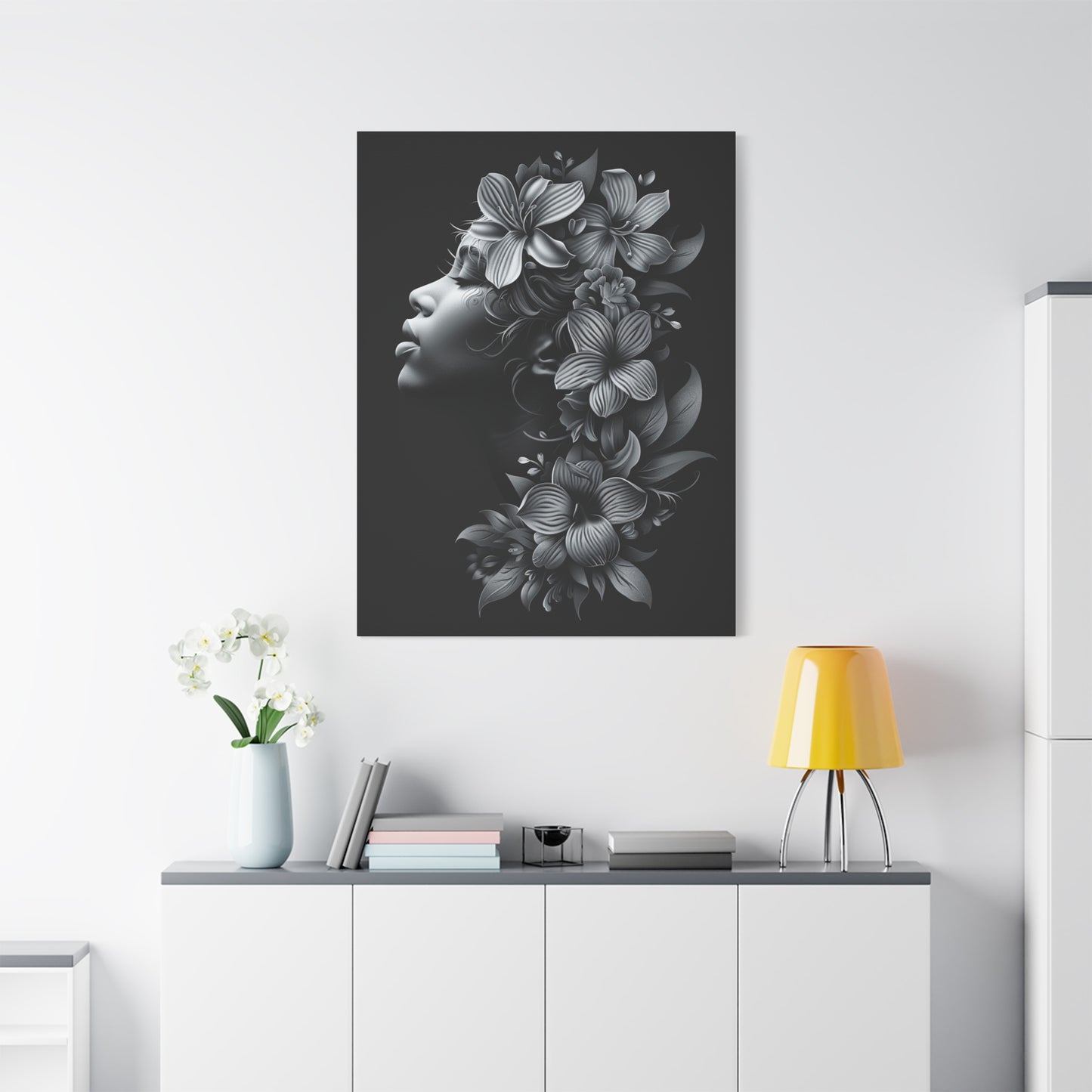 Woman- Bold Afro Woman Canvas Art, Black Art Print, Floral Wall Decor, Modern Home Decor, African American Artwork Printify Canvas Rhythm & Drip Apparel