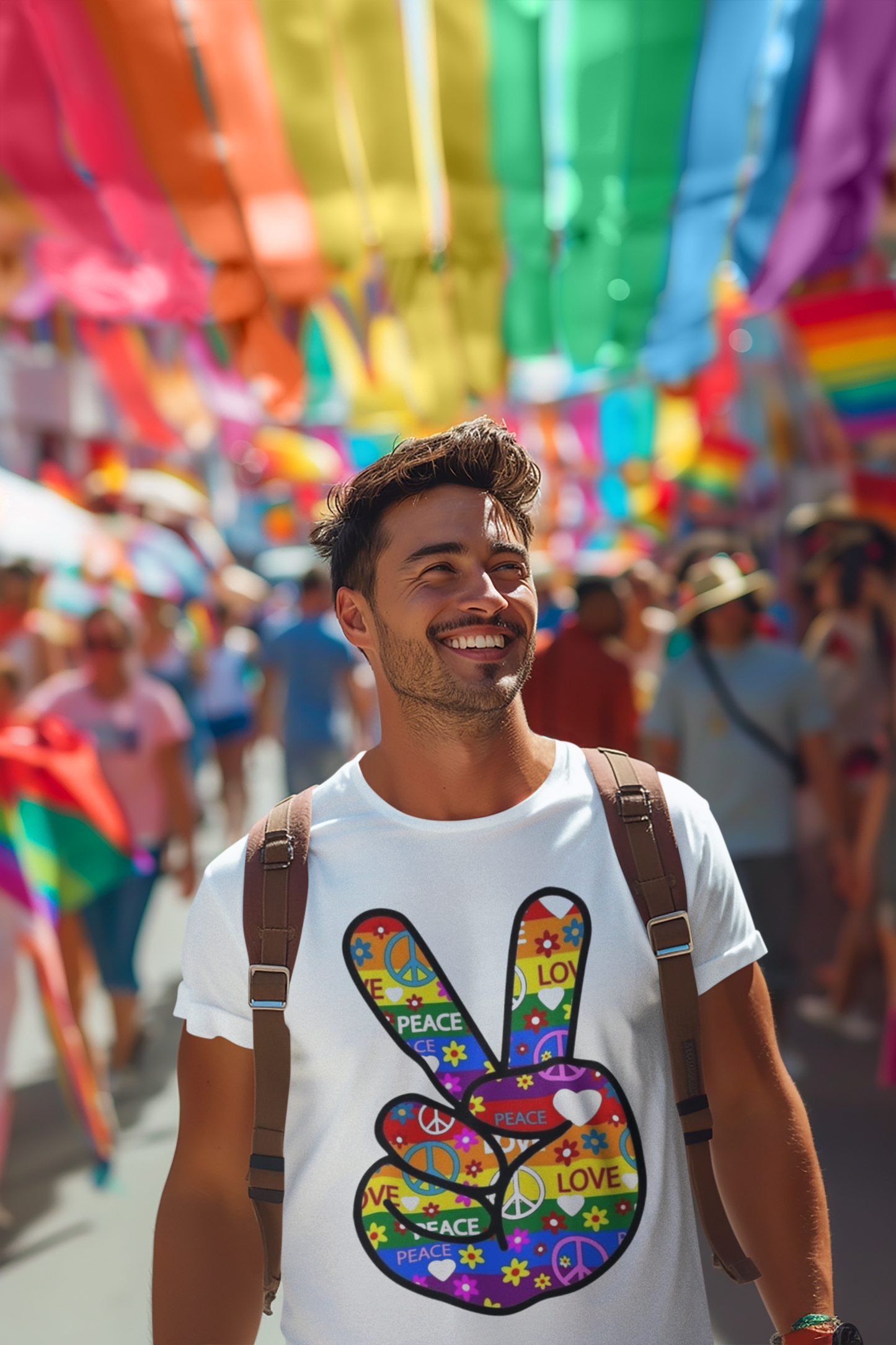 Colorful Peace and Love T-Shirt Printify T-Shirt Rhythm & Drip Apparel