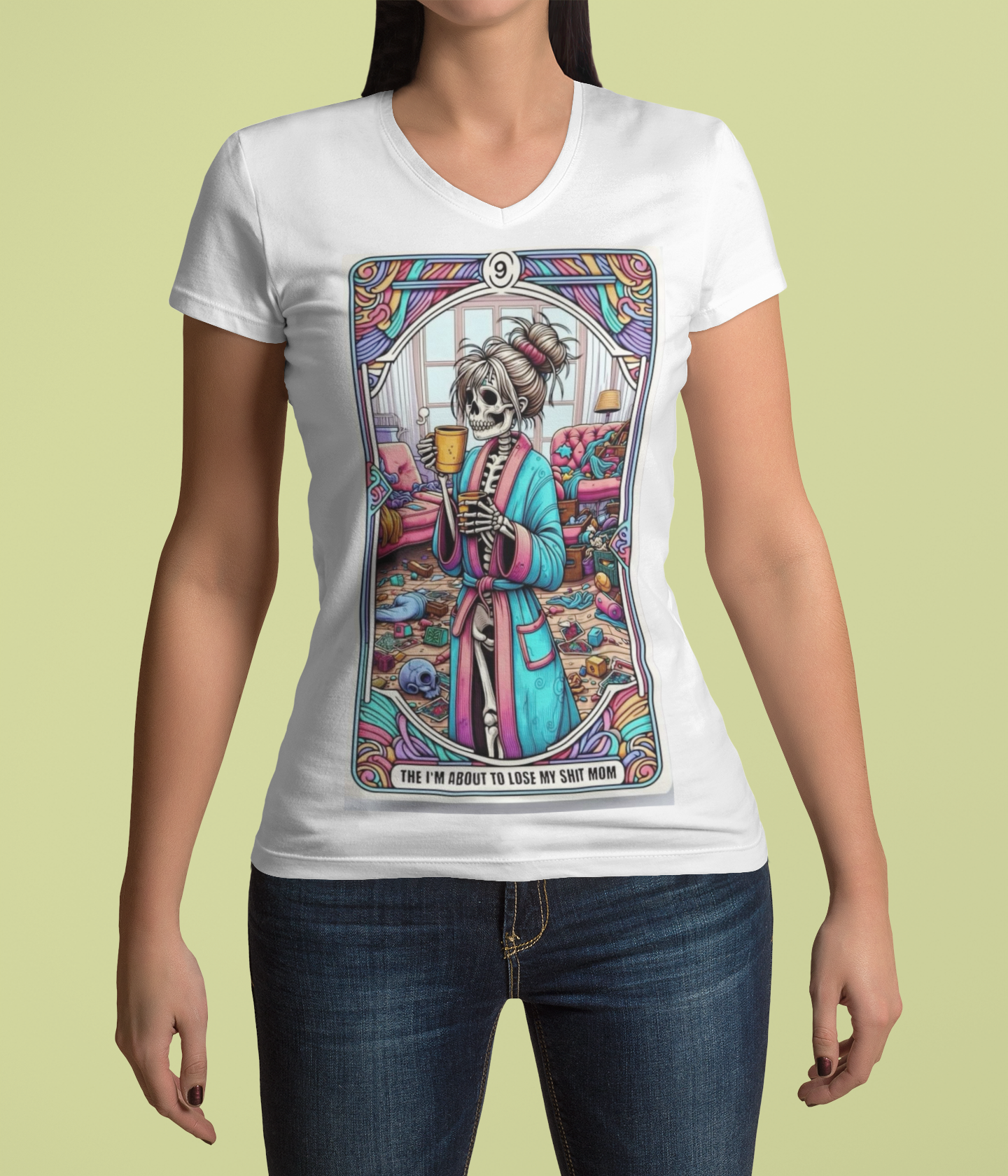 About To Lose My Shit Mom- Tarot T-Shirt Printify T-Shirt Rhythm & Drip Apparel