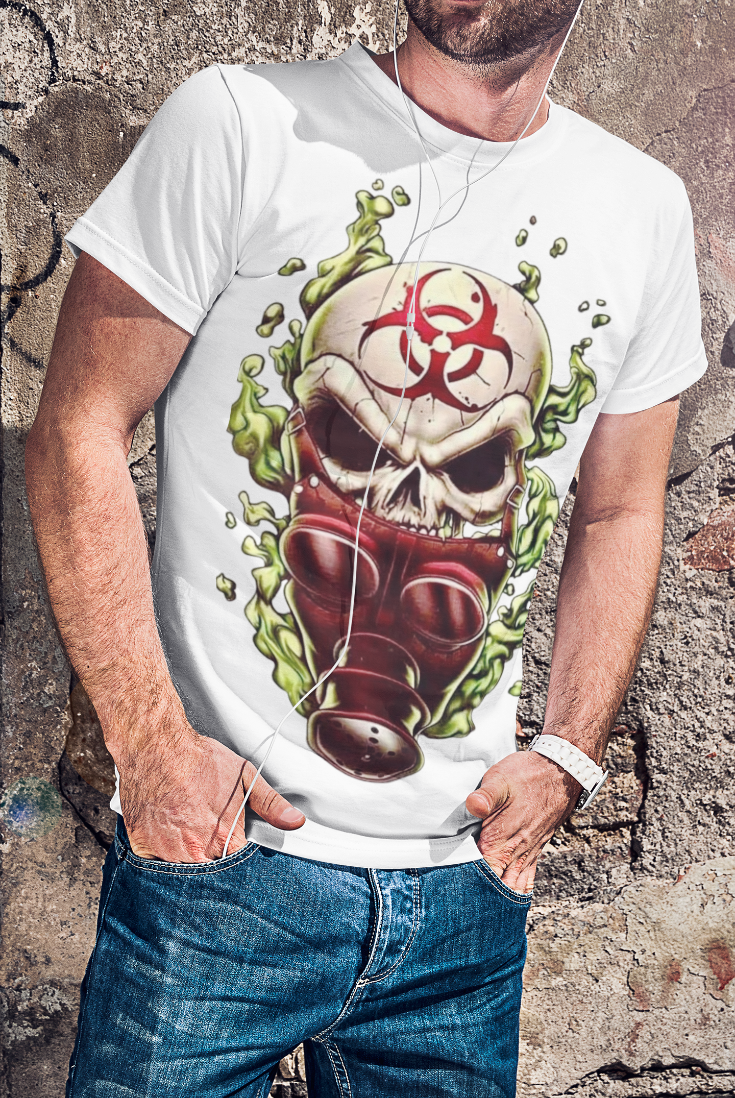 Biohazard Skull Unisex T-Shirt Printify T-Shirt Rhythm & Drip Apparel