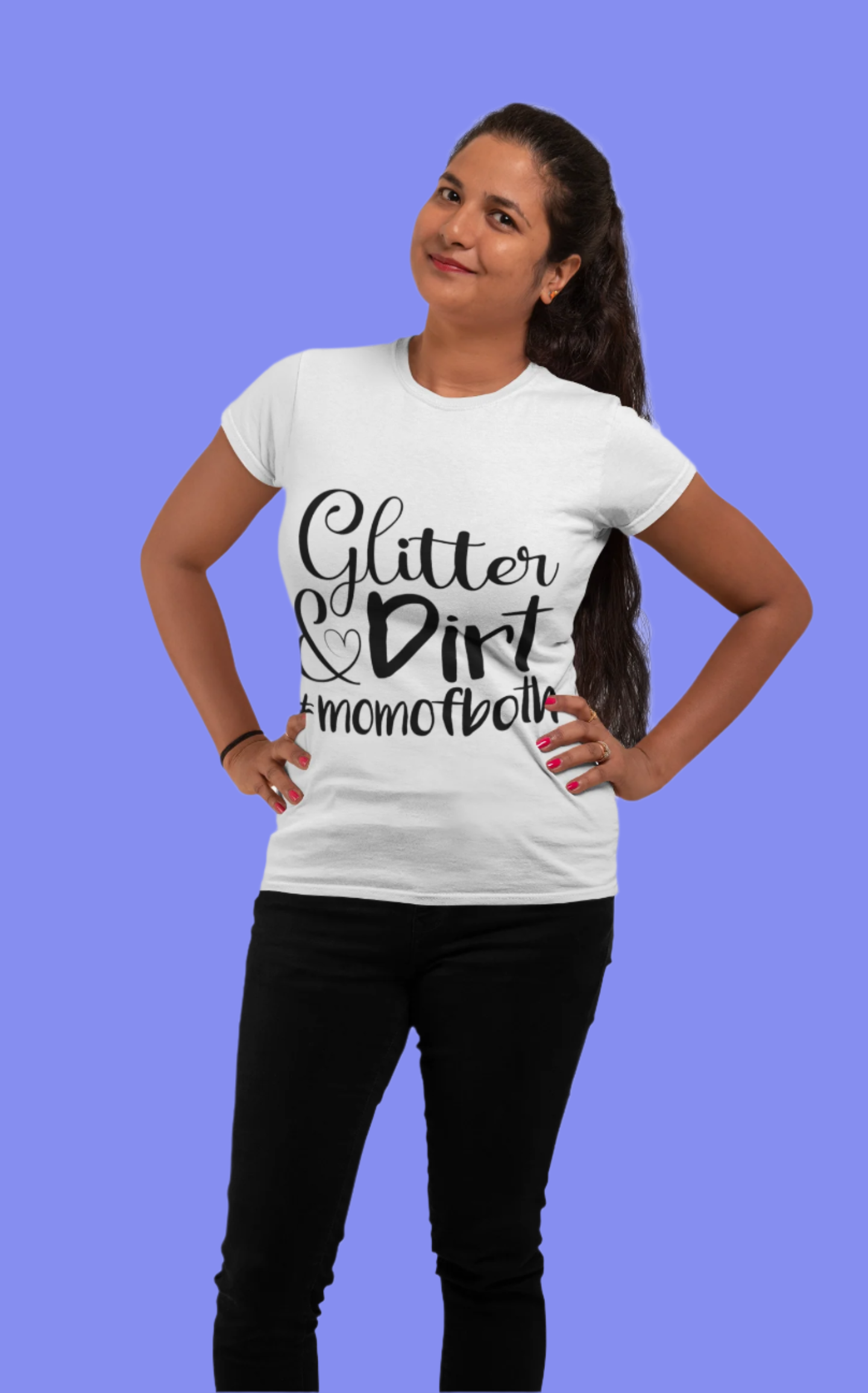 Mom of Both Glitter & Dirt T-Shirt Printify T-Shirt Rhythm & Drip Apparel