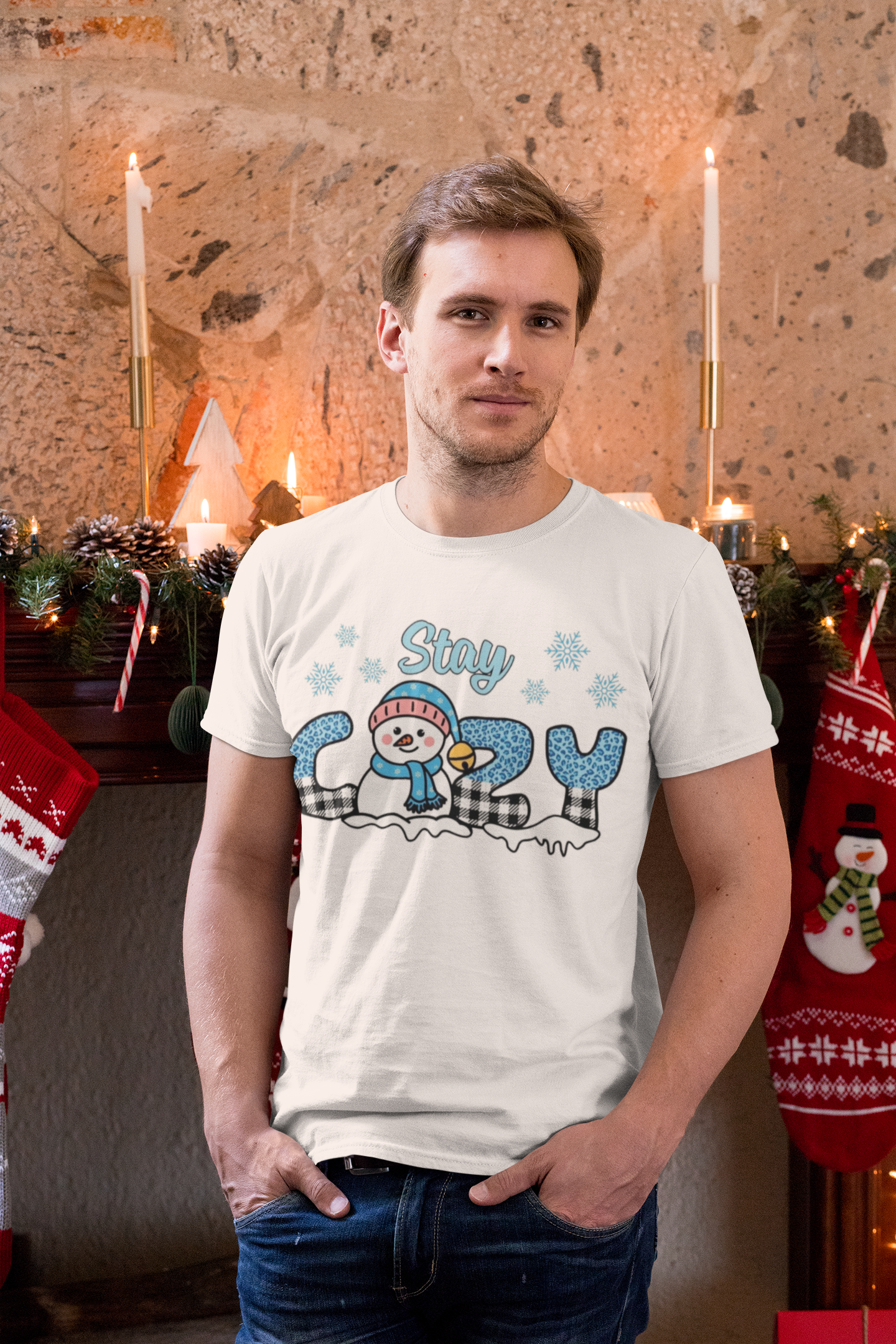 Winter- Cozy Snowman T-Shirt Printify T-Shirt Rhythm & Drip Apparel