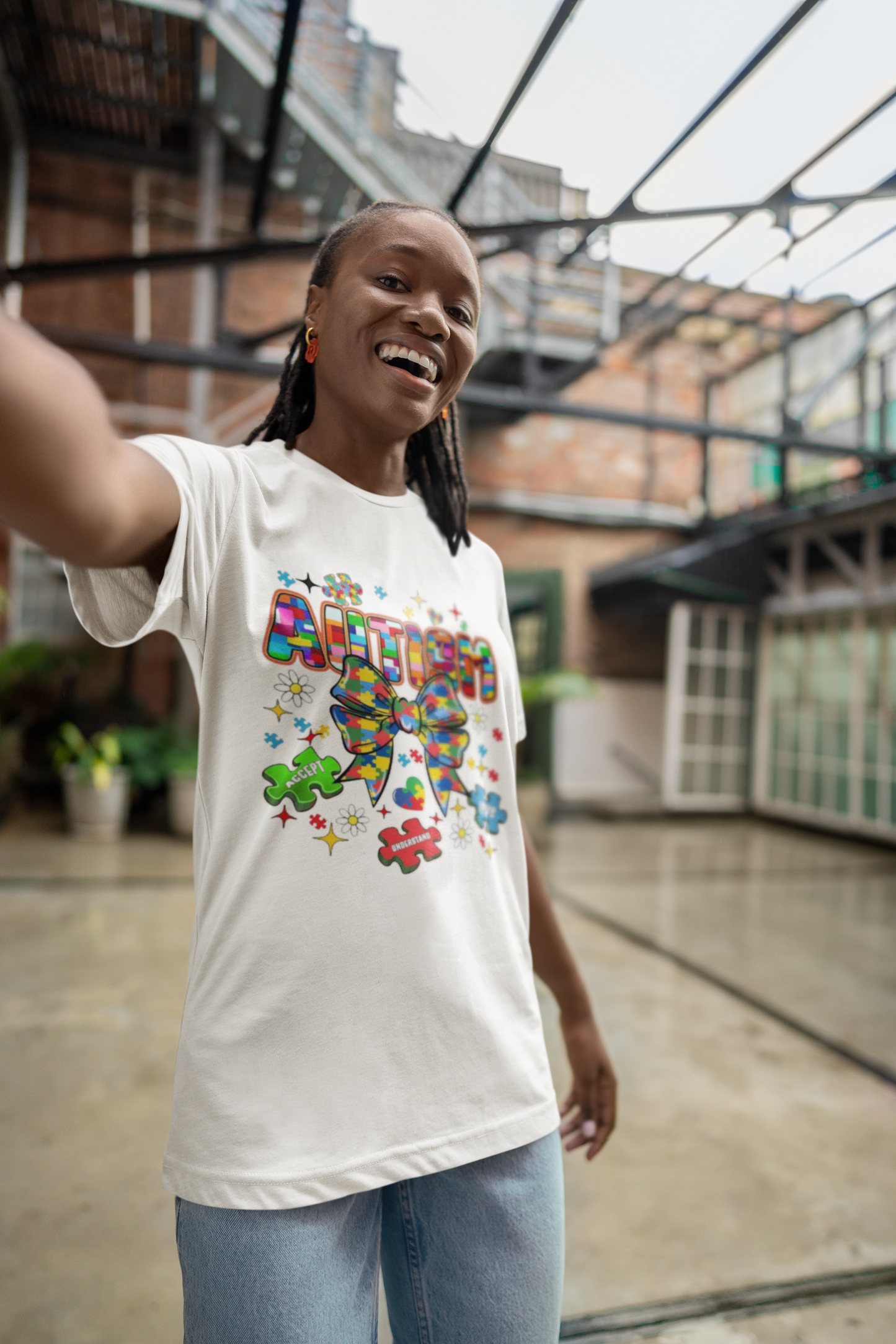 Autism- Autism Awareness Bow T-Shirt Printify T-Shirt Rhythm & Drip Apparel
