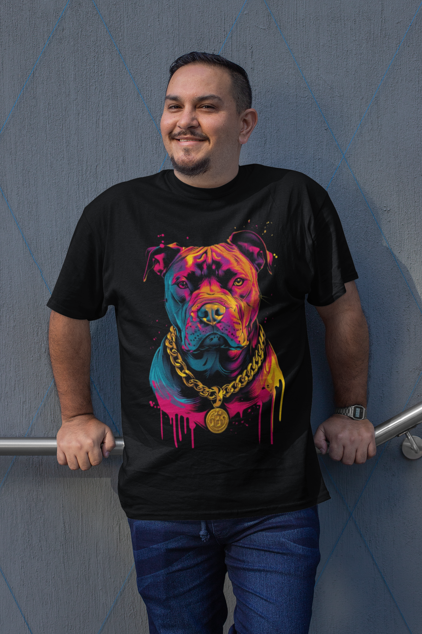 Vibrant Pitbull Graphic T-Shirt Printify T-Shirt Rhythm & Drip Apparel