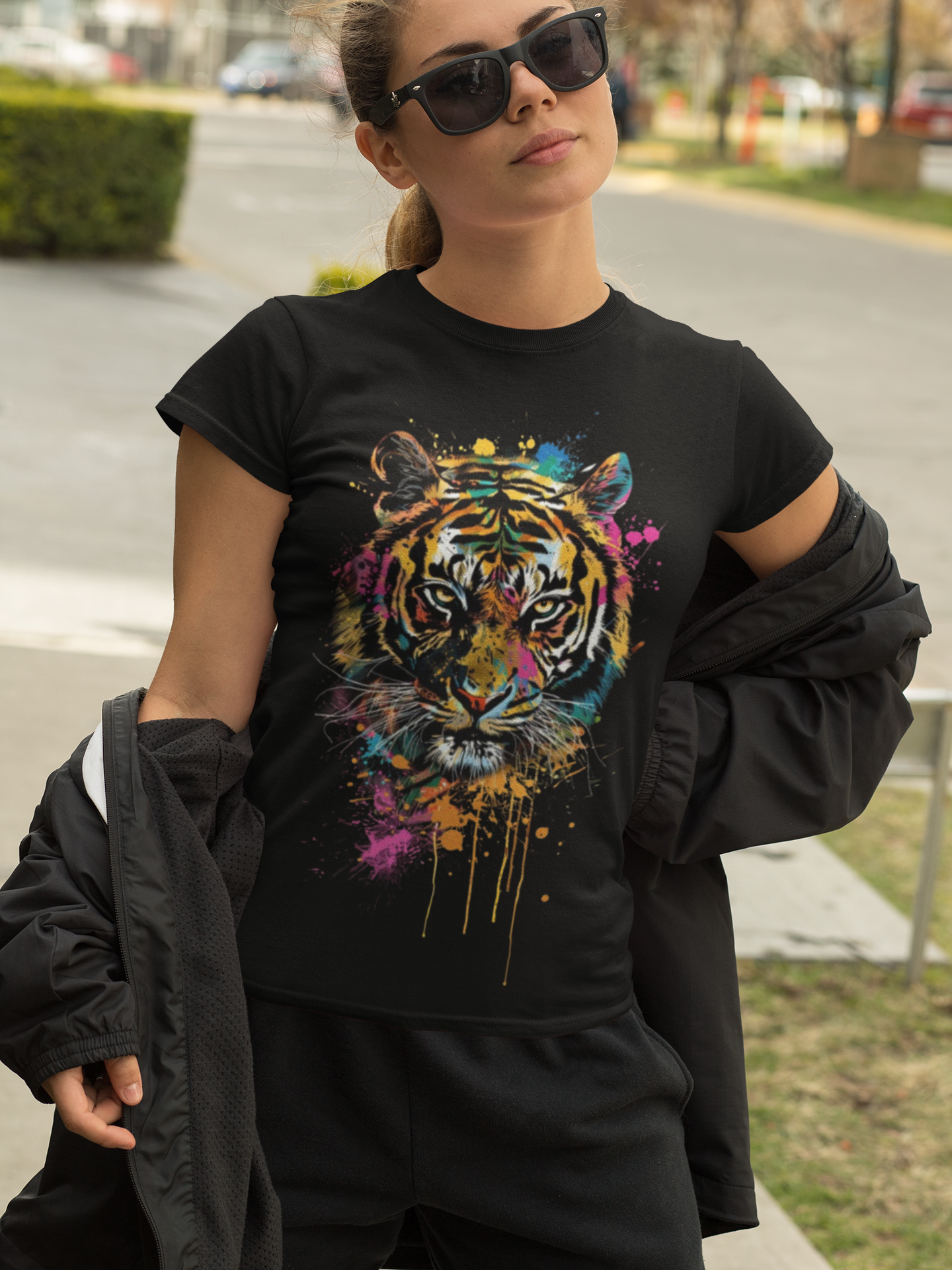 Colorful Tiger Graphic Tee Printify T-Shirt Rhythm & Drip Apparel
