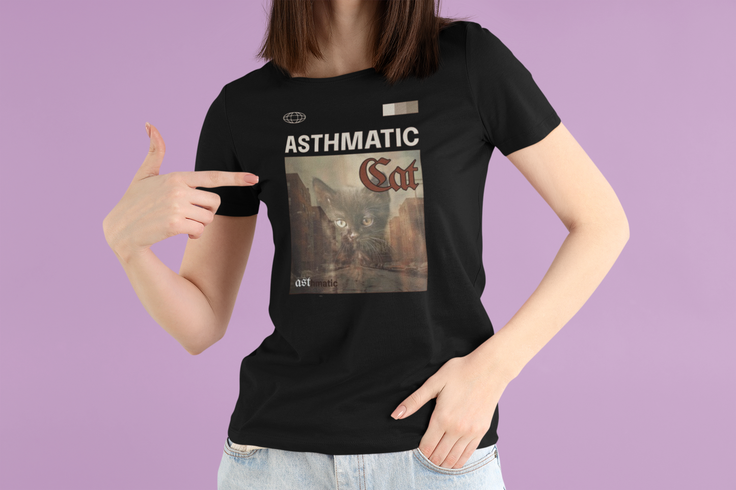 Music- Asthmatic Cat T-Shirt Printify T-Shirt Rhythm & Drip Apparel