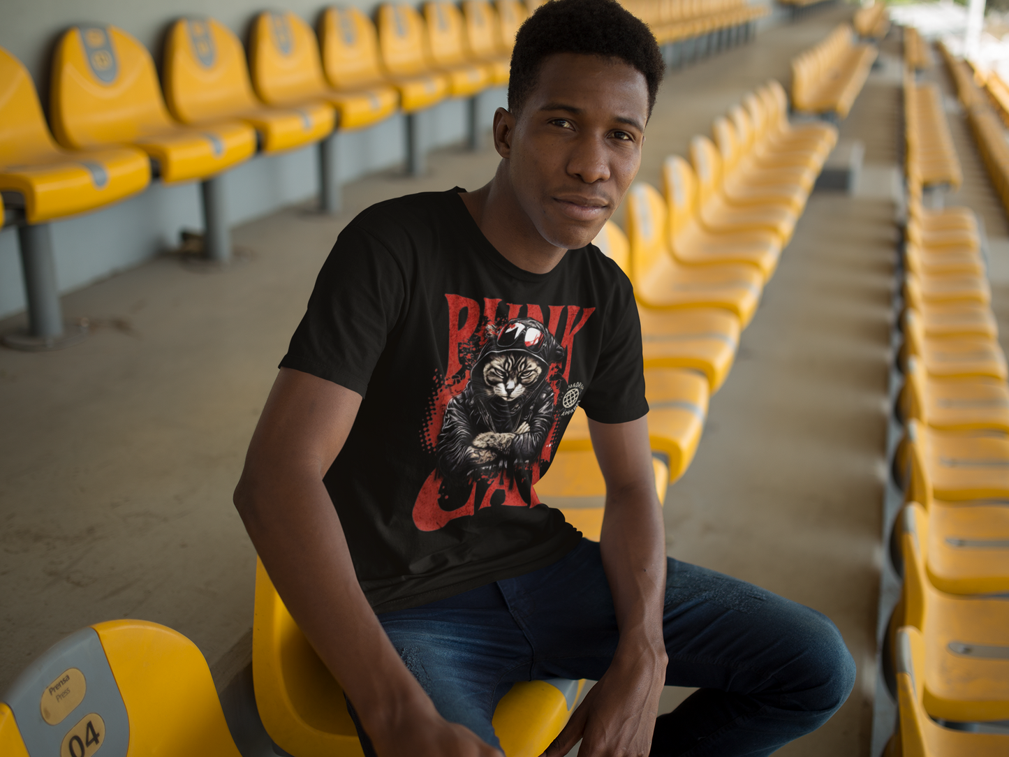 Punk Cat T-Shirt Printify T-Shirt Rhythm & Drip Apparel