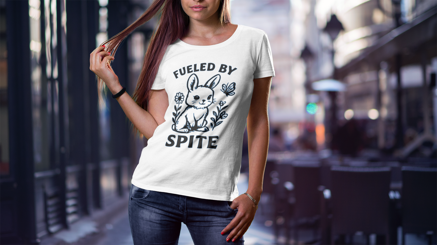 Funny Fueled By Spite Bunny T-Shirt| Cute Graphic Tee, Unisex Shirt, Gift for Animal Lovers, Casual Wear, Funny Apparel Printify T-Shirt Rhythm & Drip Apparel