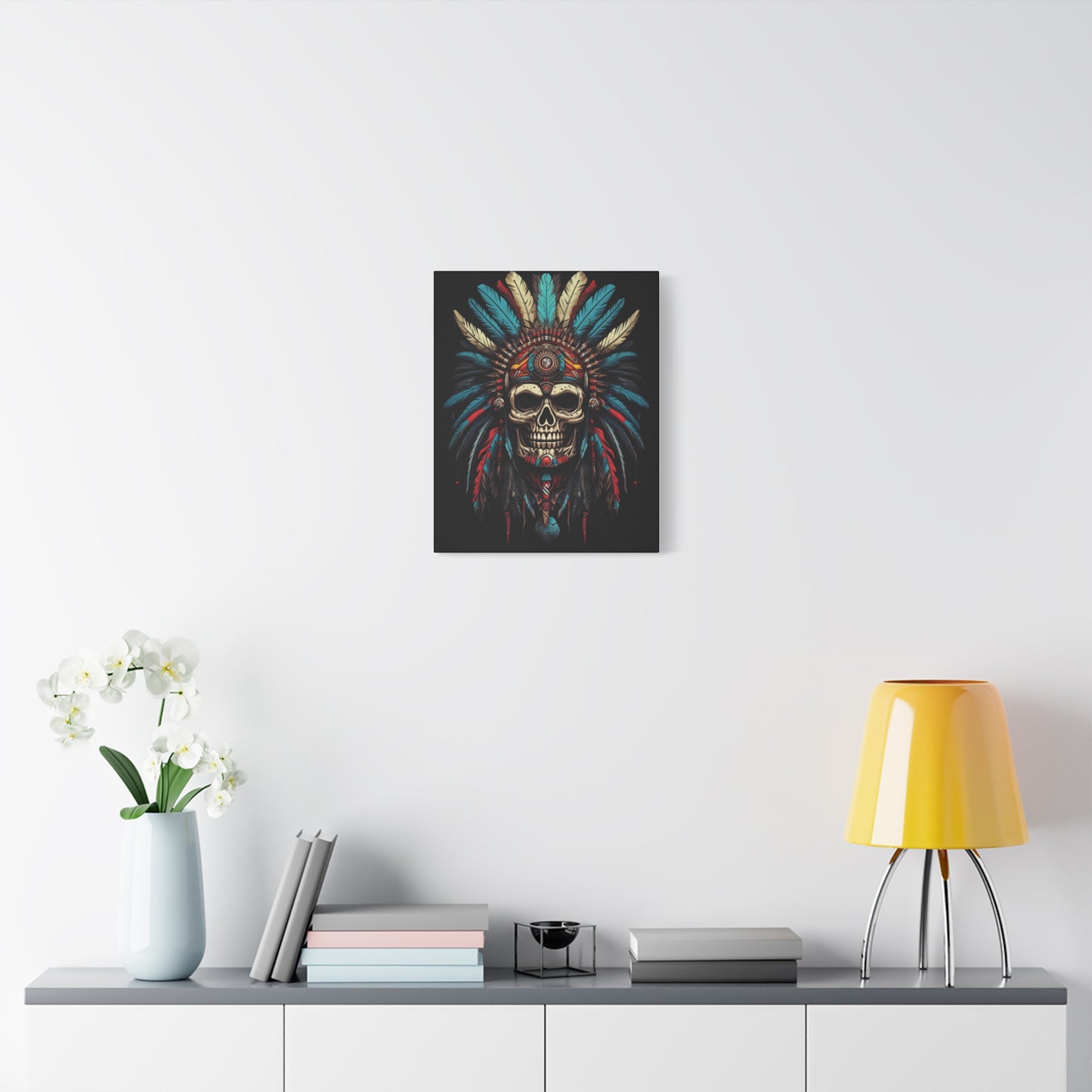Skull- Bohemian Skull Canvas Art Print, Stretched Wall Decor, Unique Skull Artwork, Home Office Decoration, Ideal Gift for Art Lovers Rhythm & Drip Canvas Rhythm & Drip Apparel