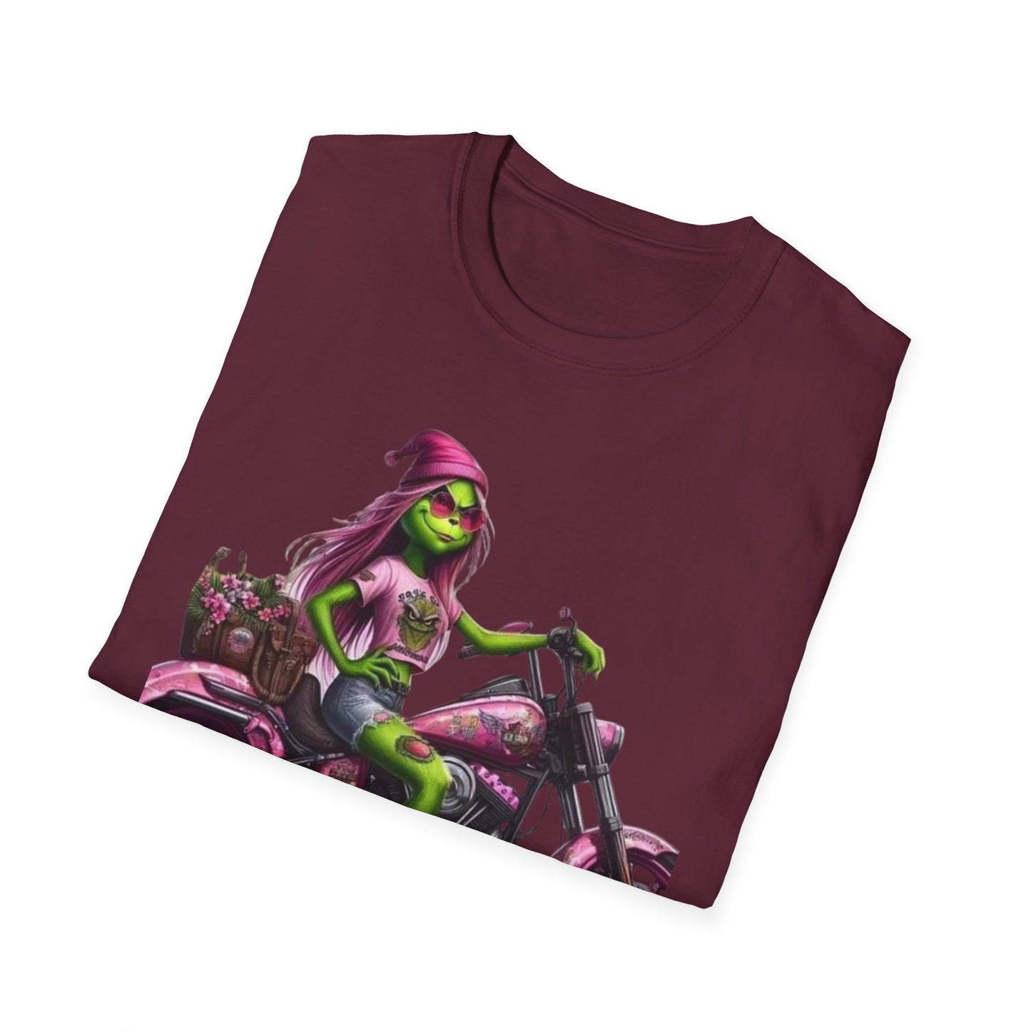 Woman Grinch Biker T-Shirt Printify T-Shirt Rhythm & Drip Apparel