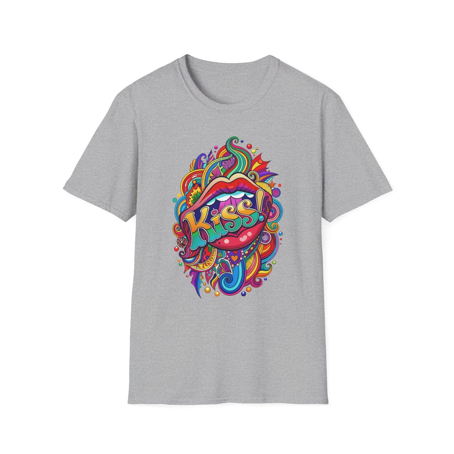 Vibrant Kiss Graphic T-Shirt Sport Grey Printify T-Shirt Rhythm & Drip Apparel