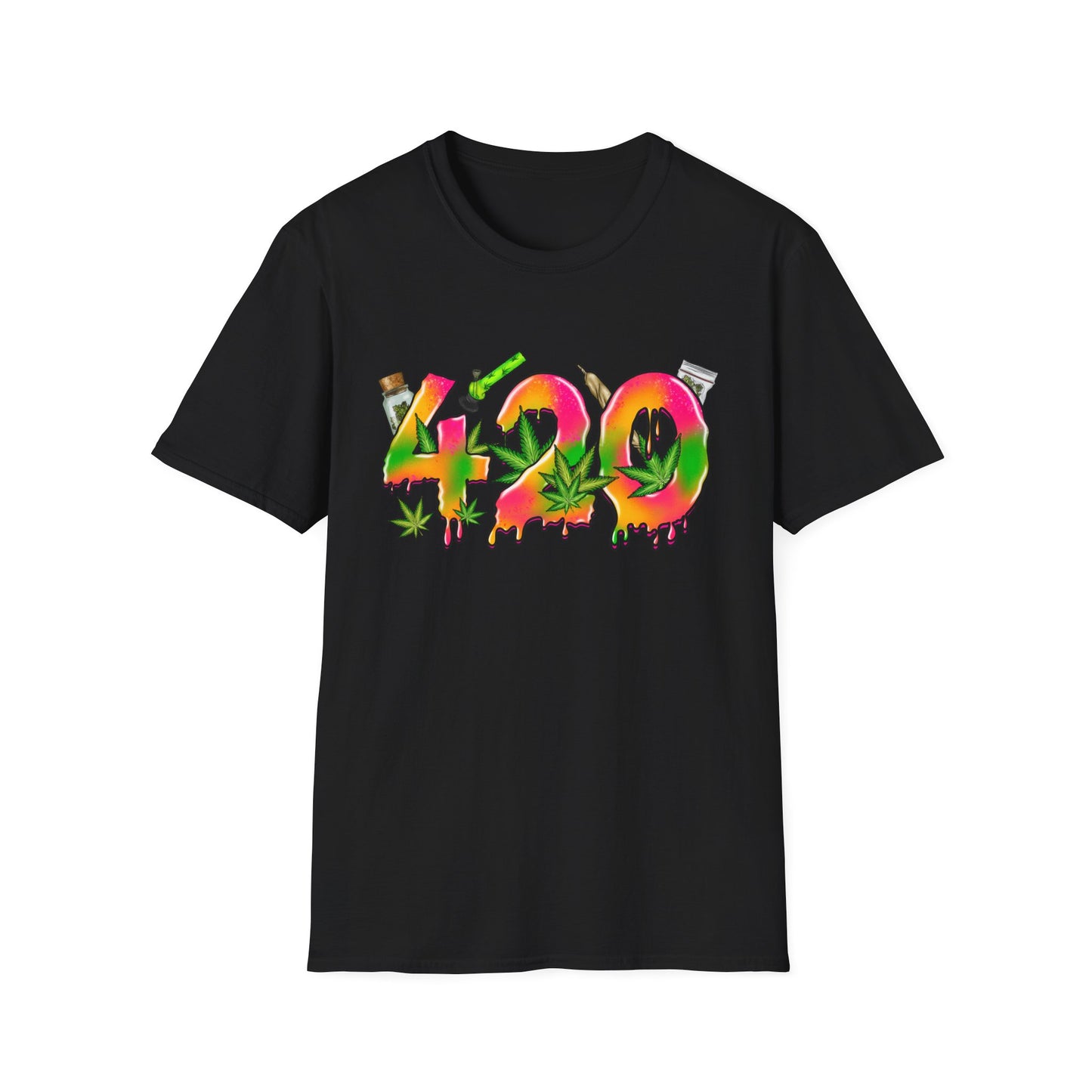 420 Graffiti T-Shirt Black Printify T-Shirt Rhythm & Drip Apparel
