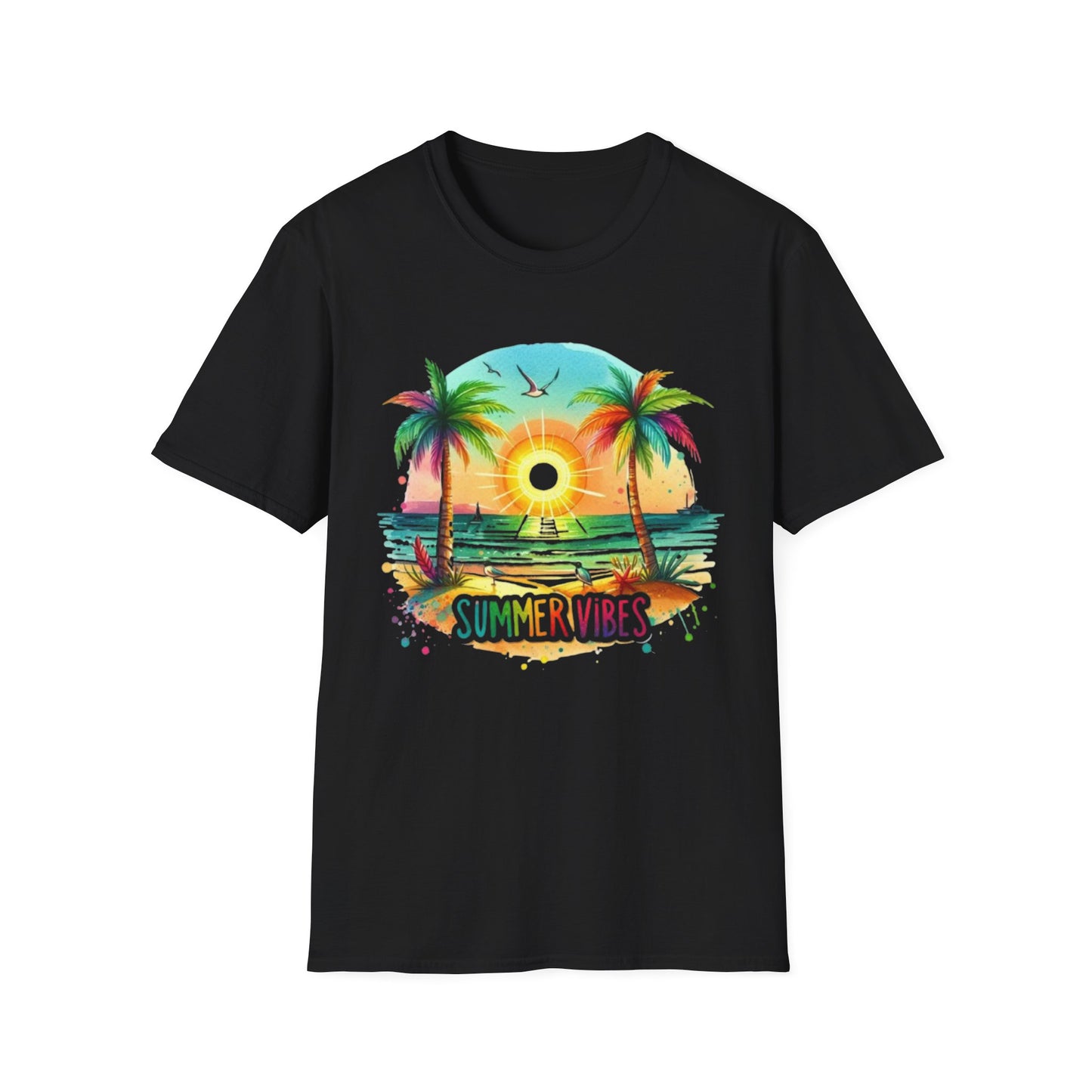 Summer- Vibrant Summer Vibes T-Shirt Black Printify T-Shirt Rhythm & Drip Apparel