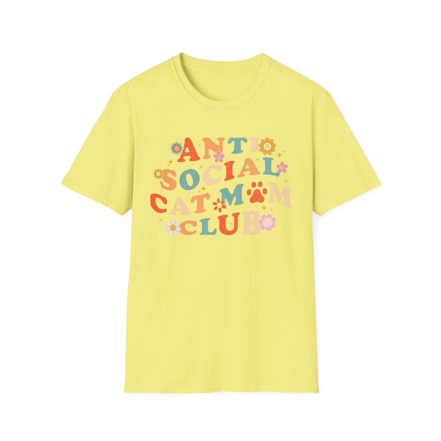 Anti-Social Cat Mom Club T-Shirt Cornsilk Printify T-Shirt Rhythm & Drip Apparel