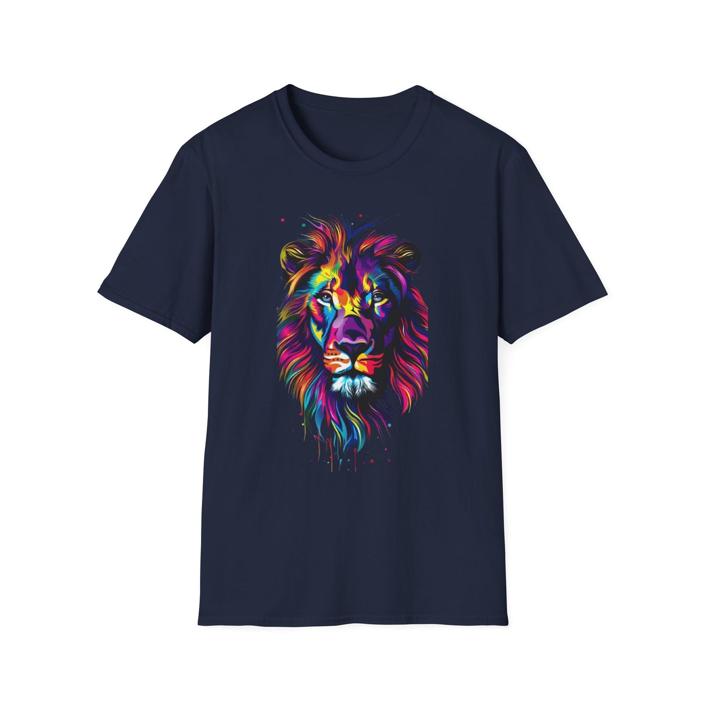 Vibrant Lion Graphic T-Shirt Navy Printify T-Shirt Rhythm & Drip Apparel