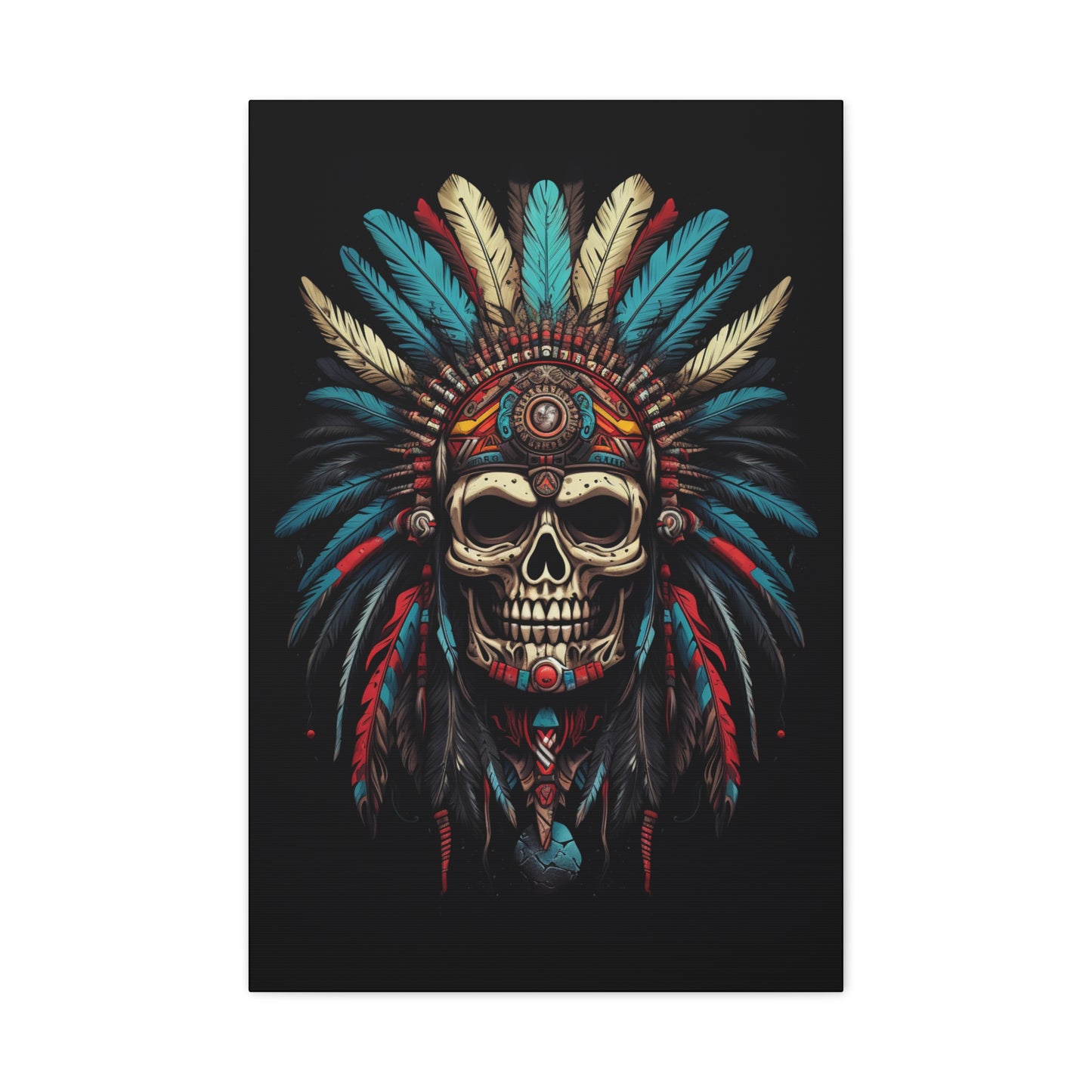 Skull- Bohemian Skull Canvas Art Print, Stretched Wall Decor, Unique Skull Artwork, Home Office Decoration, Ideal Gift for Art Lovers 20″ x 30″ (Vertical) 1.25" Rhythm & Drip Canvas Rhythm & Drip Apparel