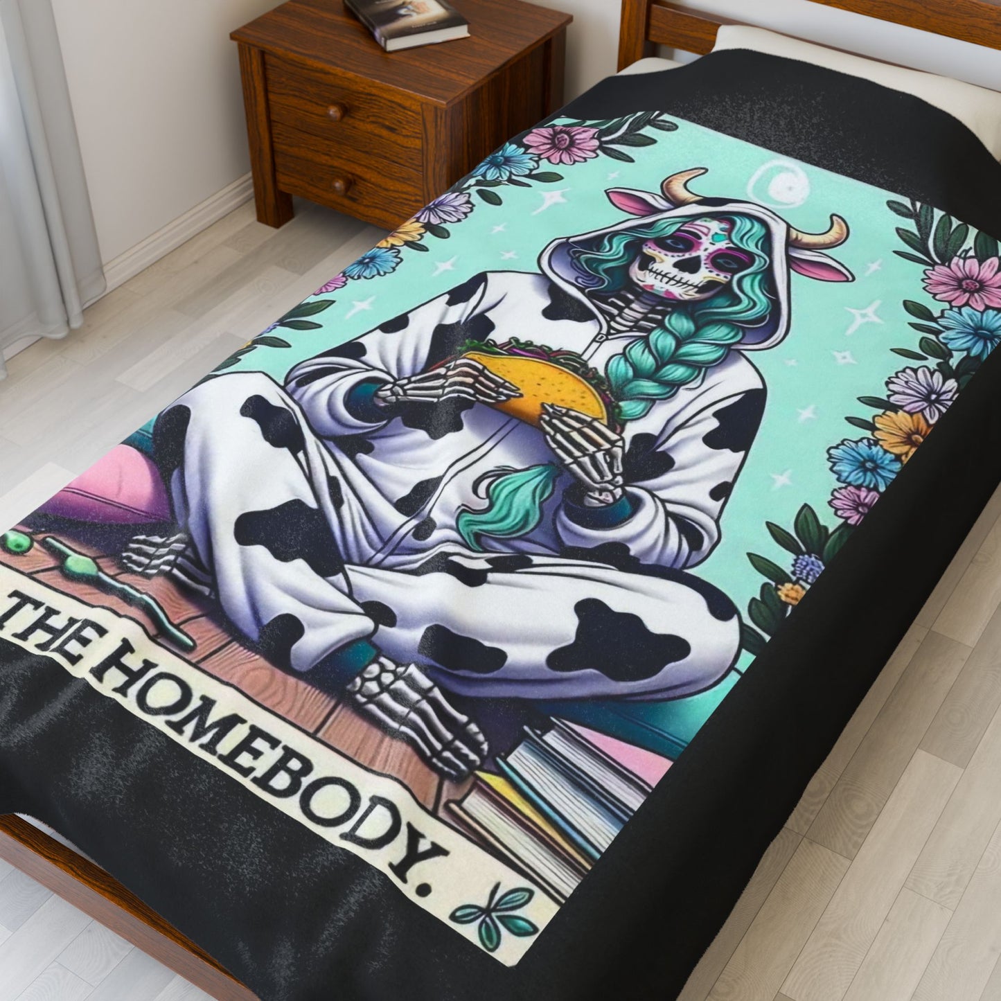 Tarot- Homebody Velveteen Plush Blanket, Soft Throw for Home Decor, Gift for Cow Lovers, Perfect for Cozy Nights, Unique Wall Art Printify All Over Prints Rhythm & Drip Apparel