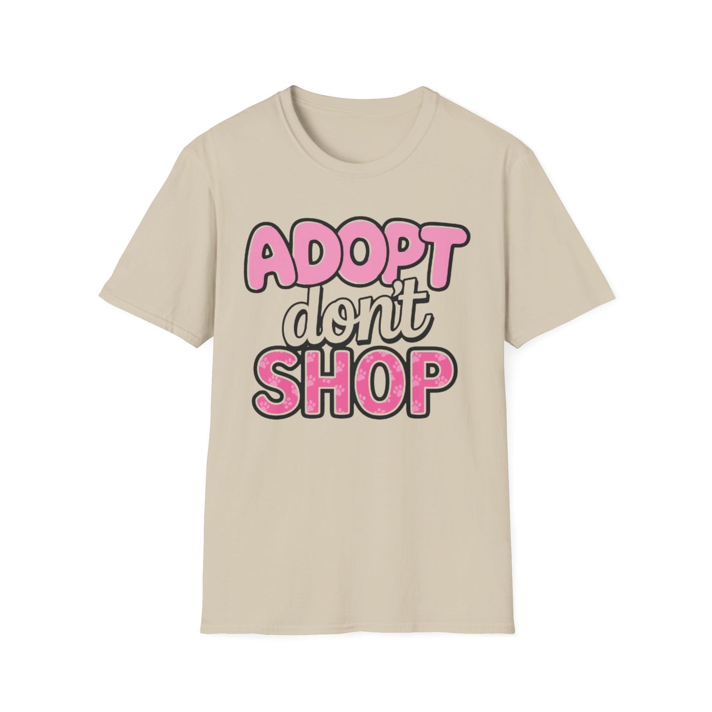 Adopt Don't Shop T-Shirt Sand Printify T-Shirt Rhythm & Drip Apparel