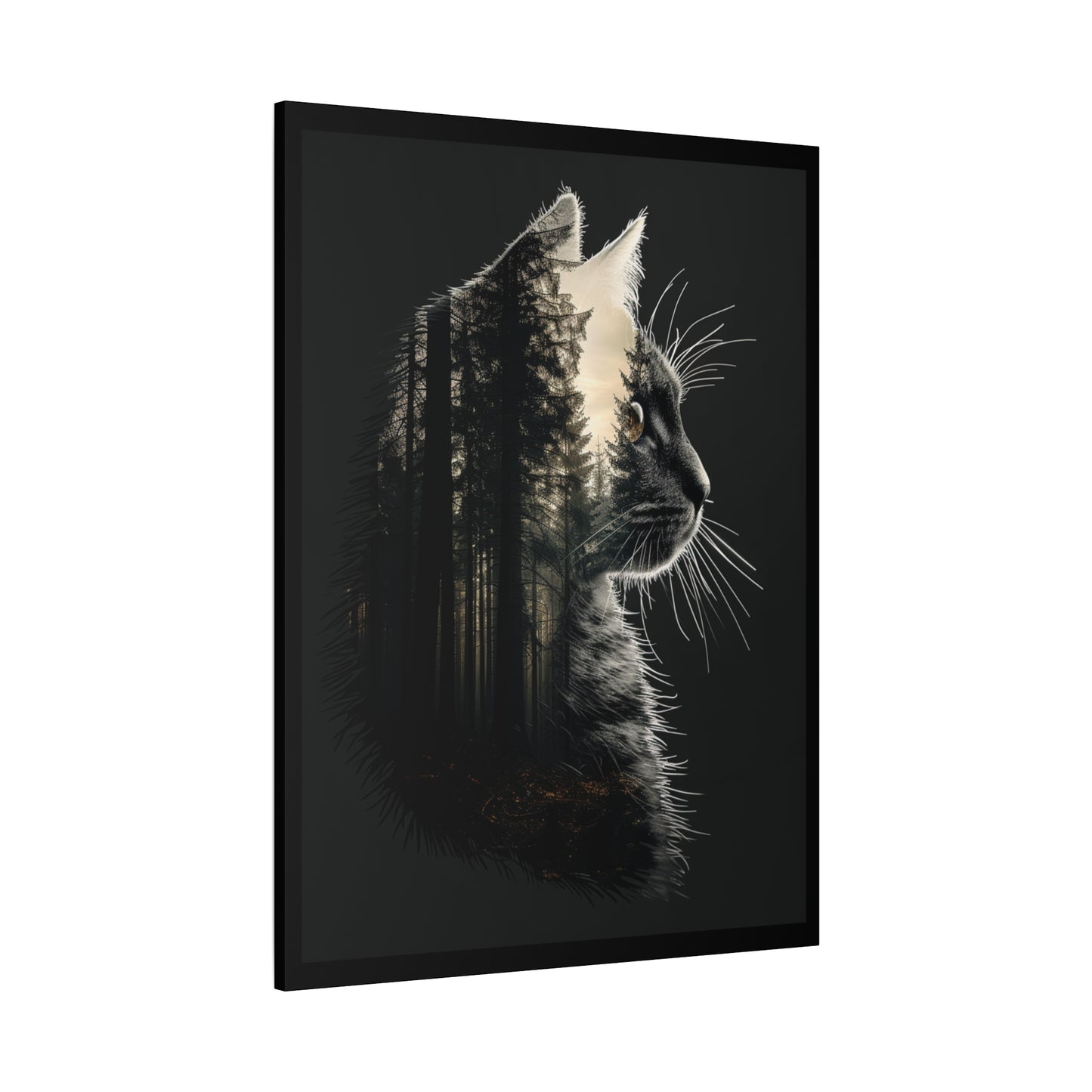 Cat- Black Cat Forest Canvas Art, Cat Lover Decor, Unique Wall Artwork, Modern Home Decoration, Gift for Animal Lovers, Nature-Inspired Art Rhythm & Drip Canvas Rhythm & Drip Apparel